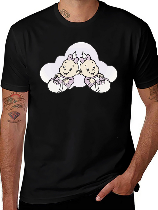 Cute Twin Baby T-Shirt - Black