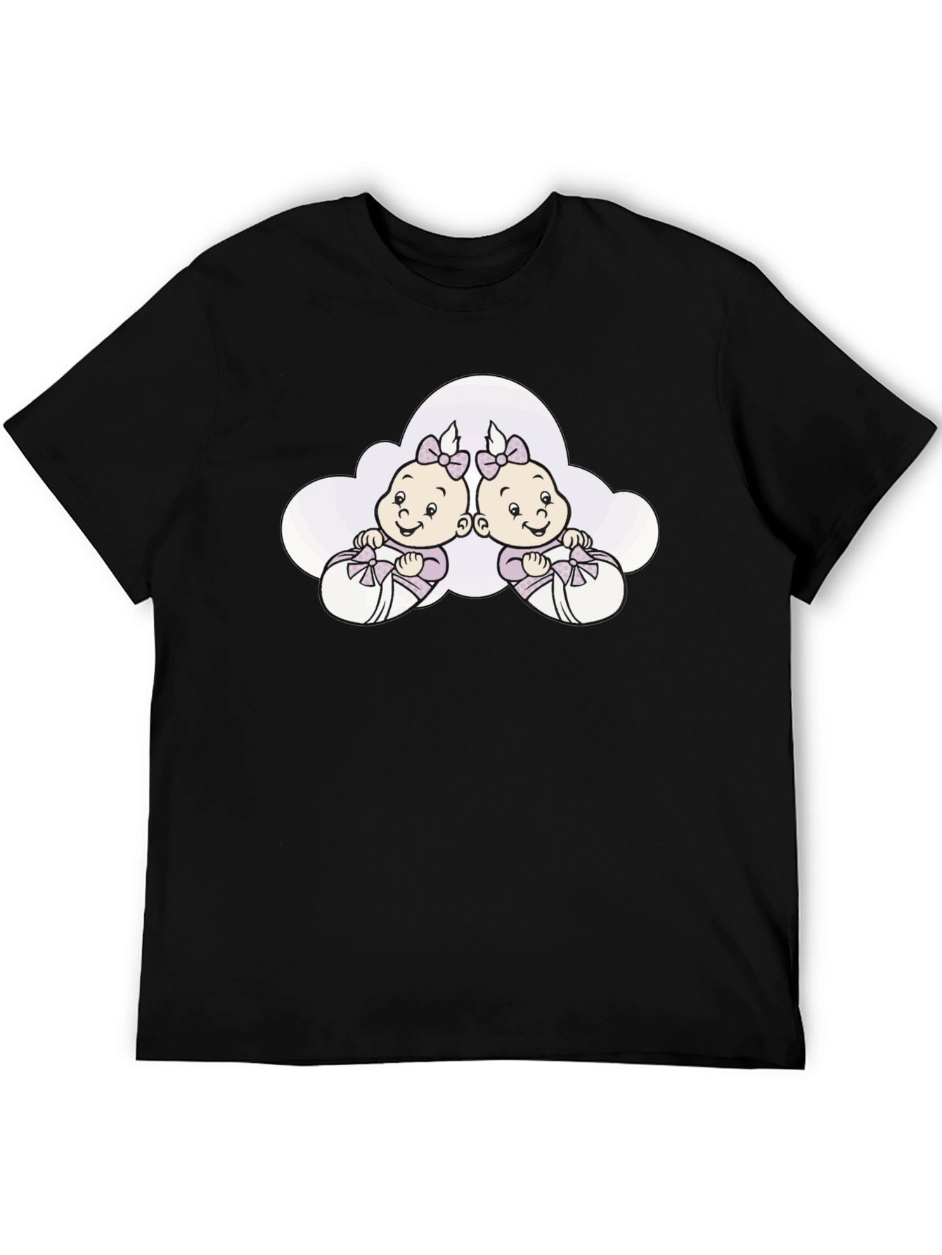 Cute Twin Baby T-Shirt - Black