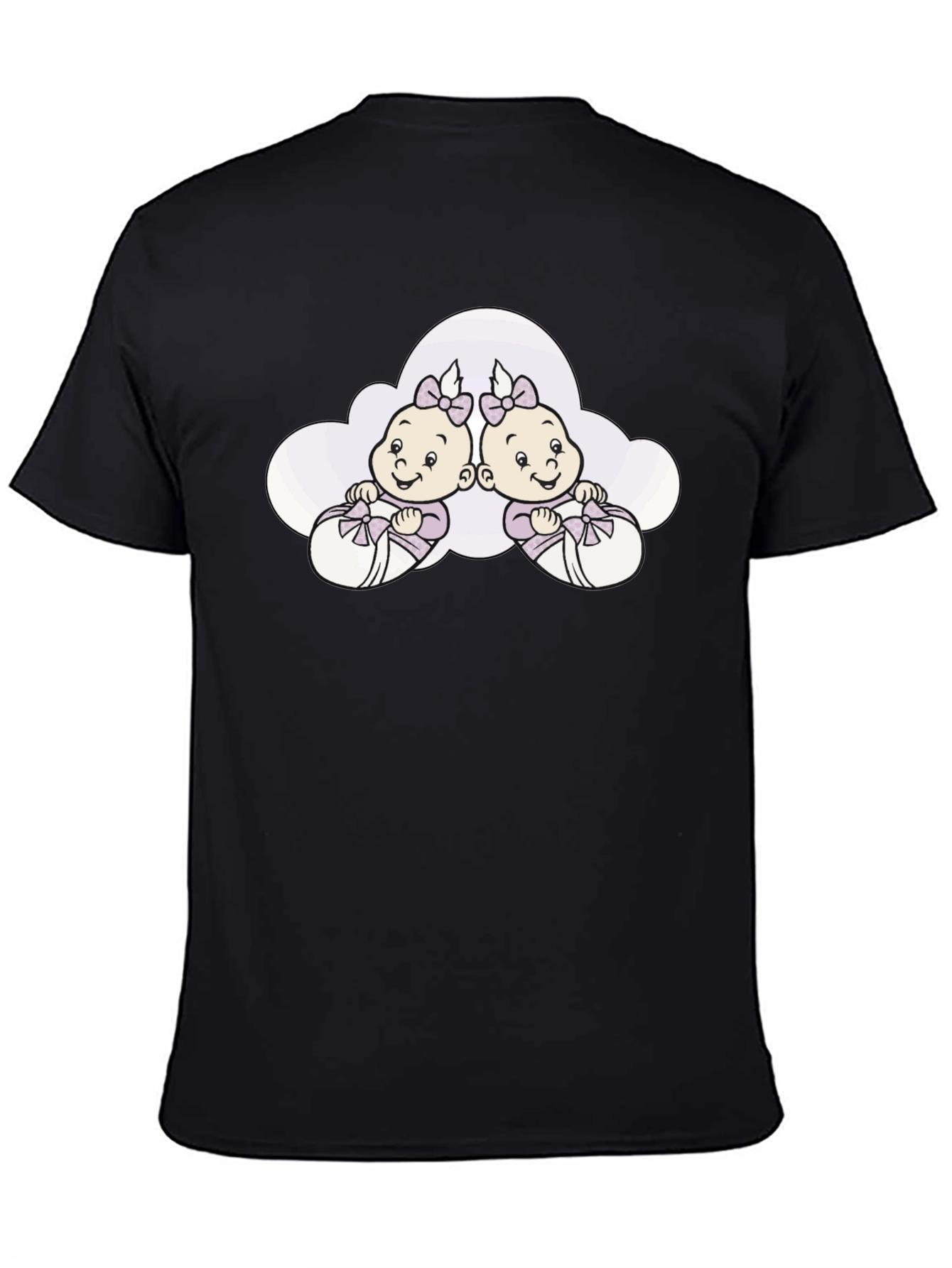 Cute Twin Baby T-Shirt - Black