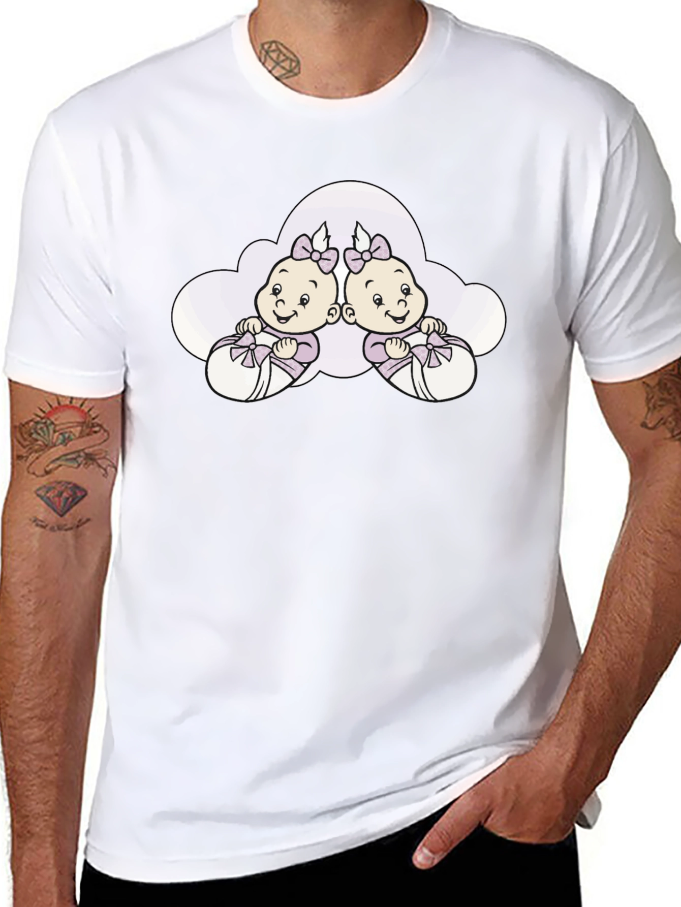 Cute Twin Baby T-Shirt - Black