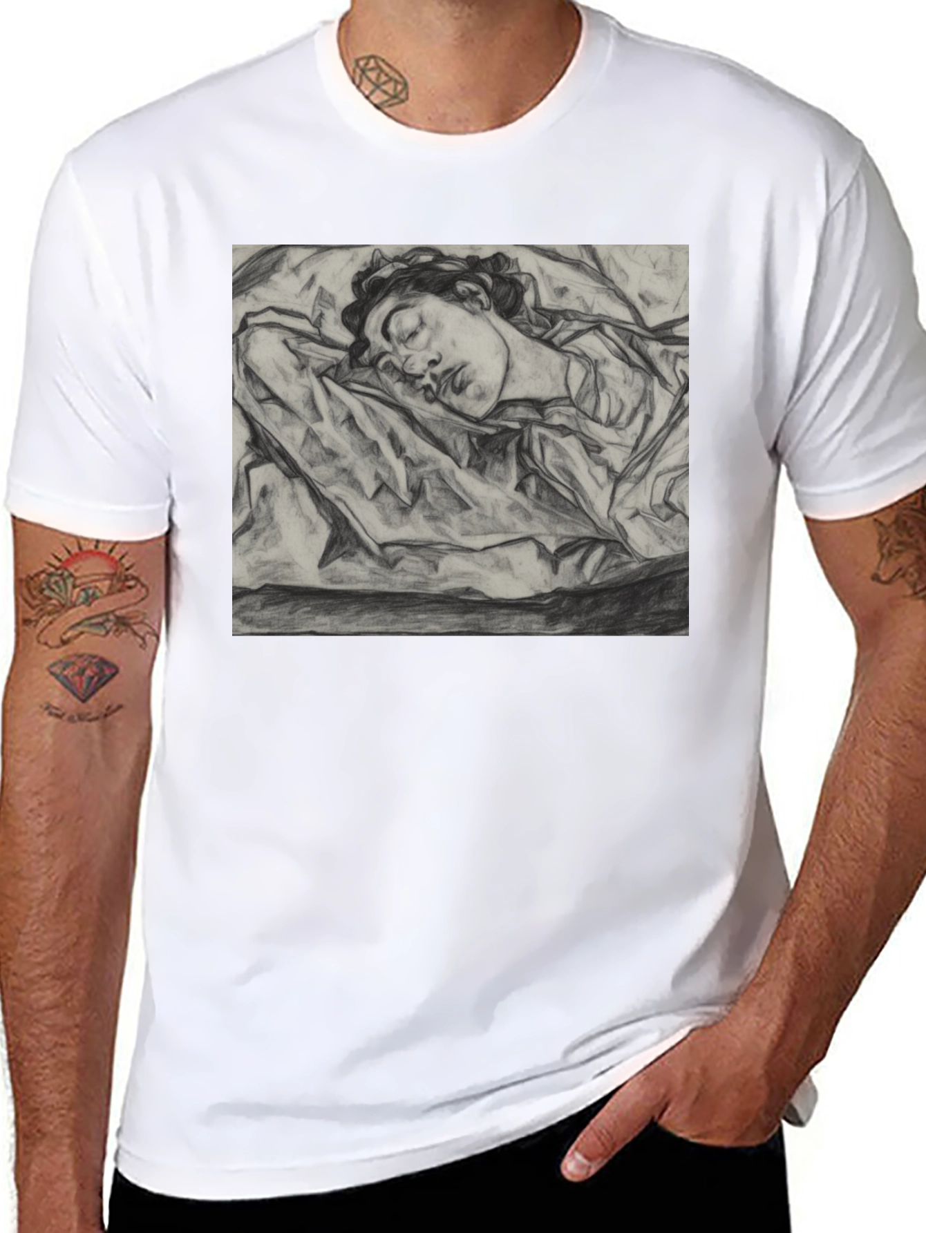 Sleeping Woman Sketch Tee - Artistic Comfort
