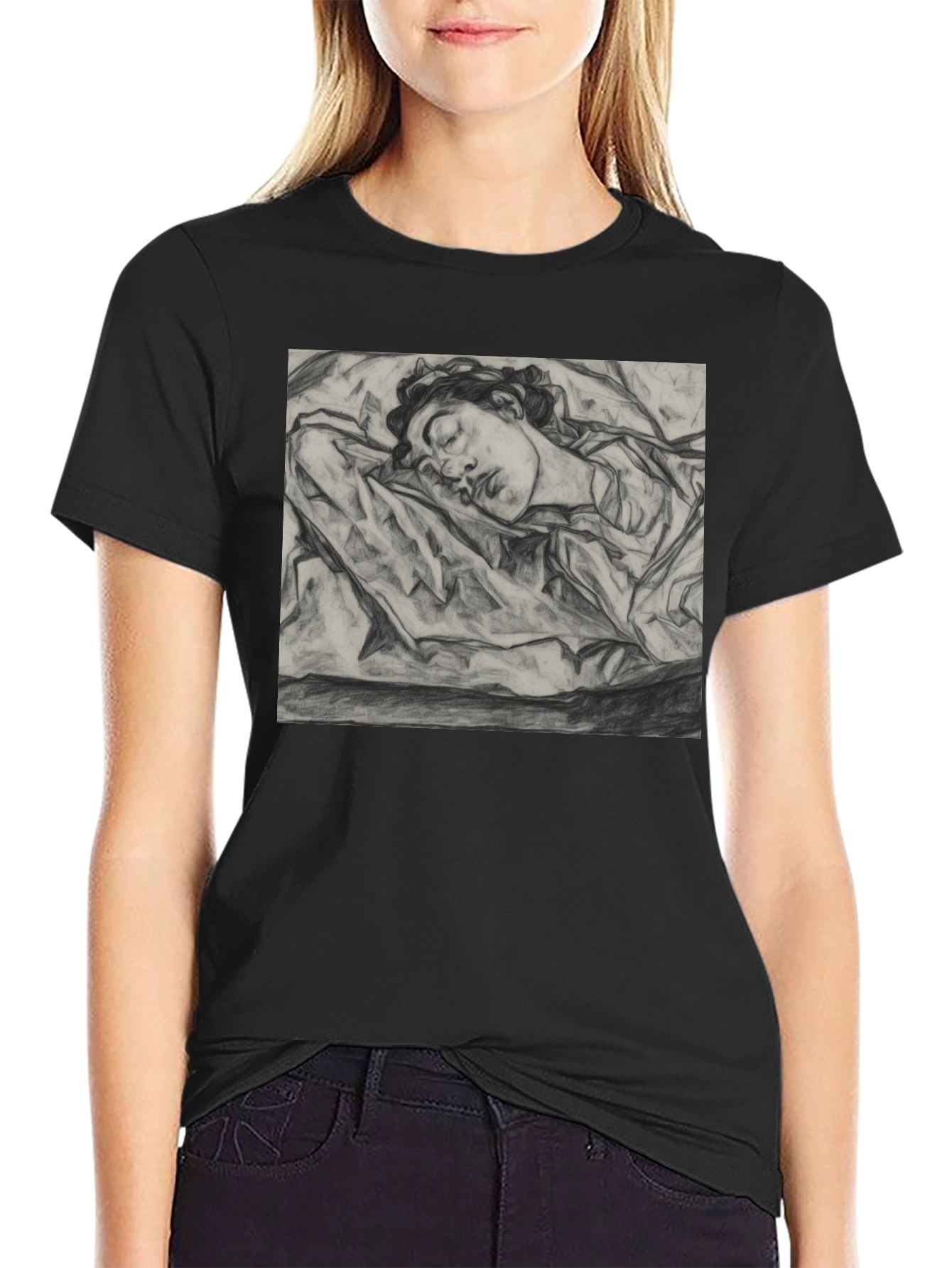 Sleeping Woman Sketch Tee - Artistic Comfort