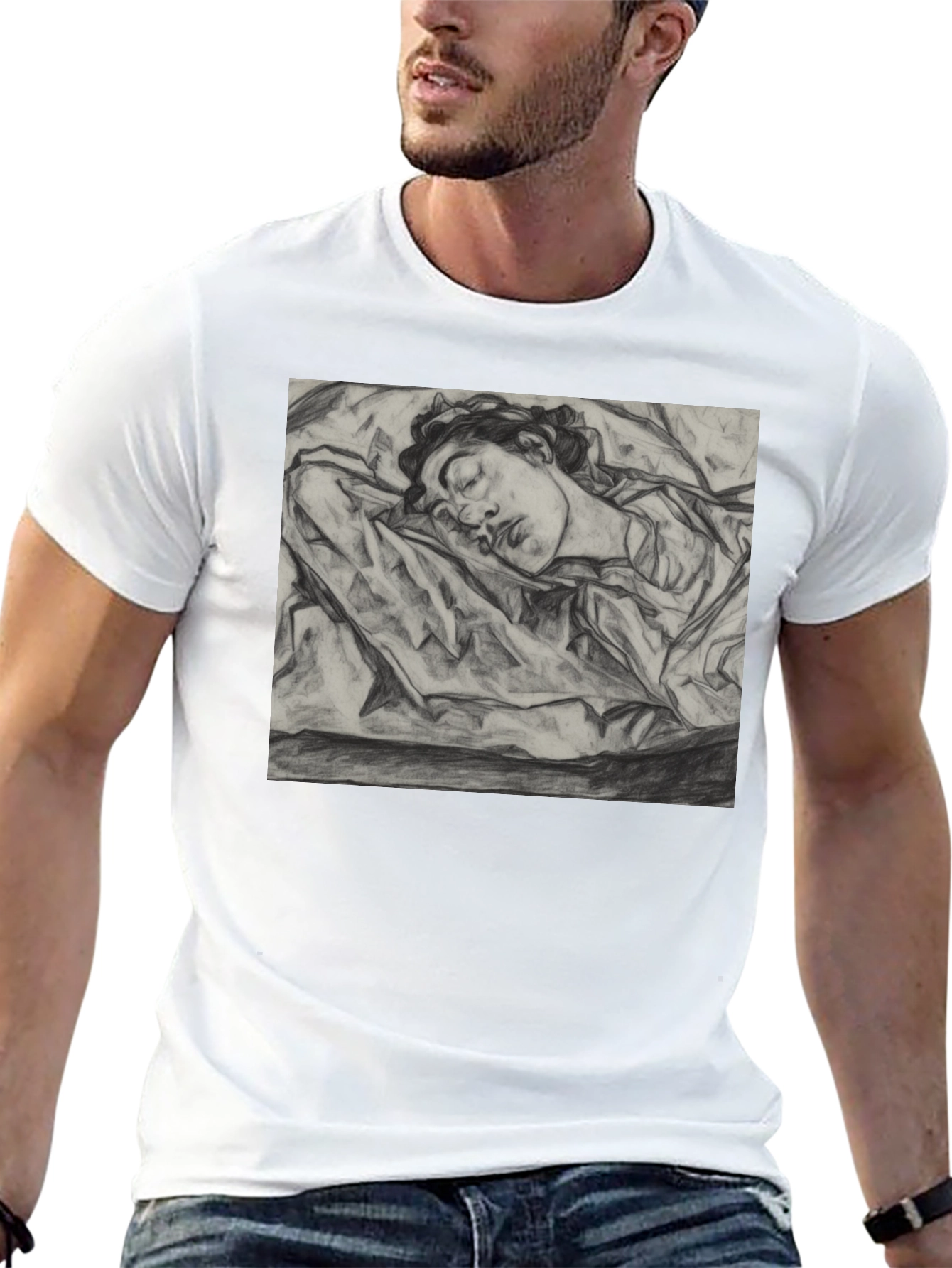 Sleeping Woman Sketch Tee - Artistic Comfort