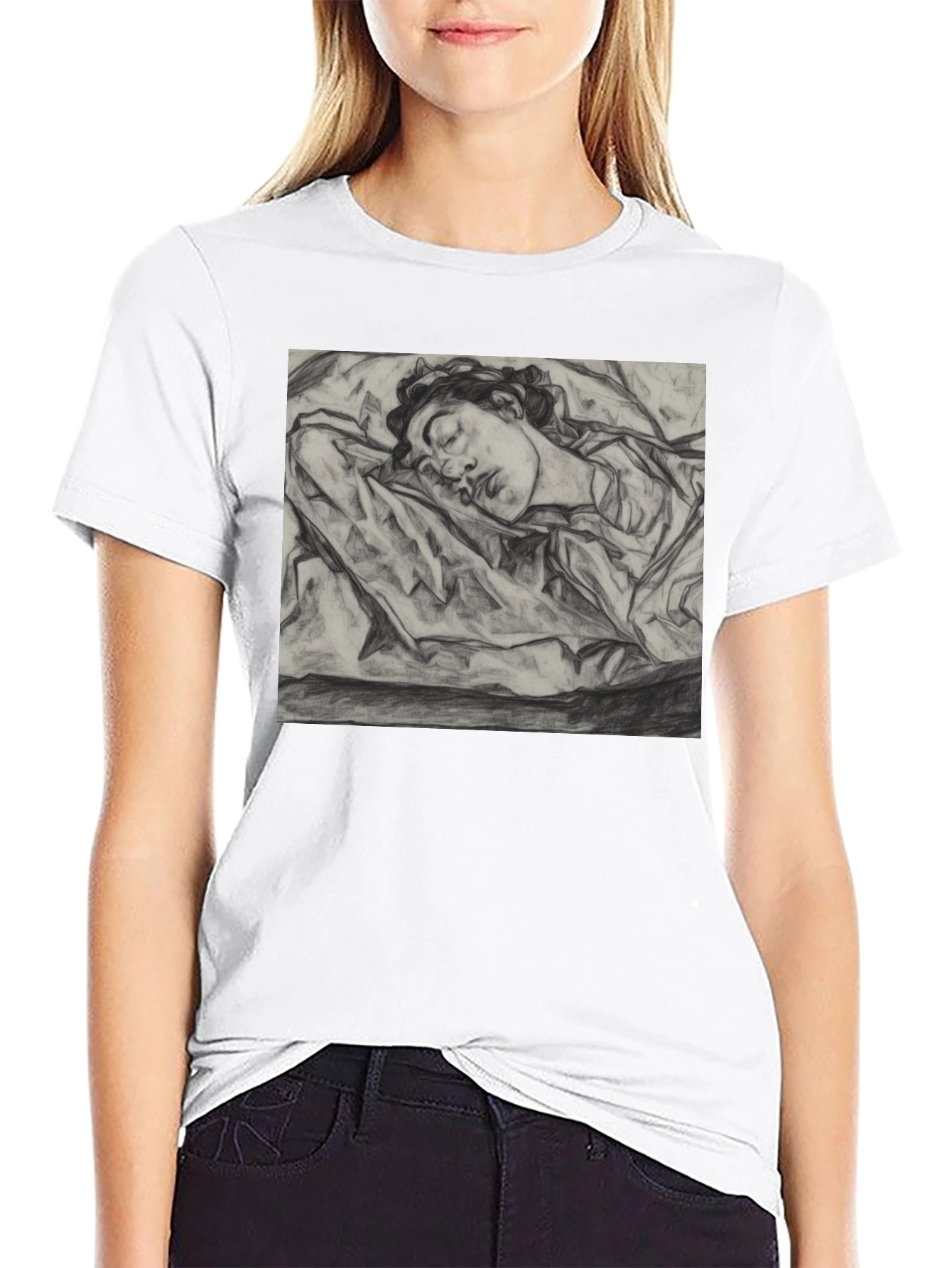 Sleeping Woman Sketch Tee - Artistic Comfort