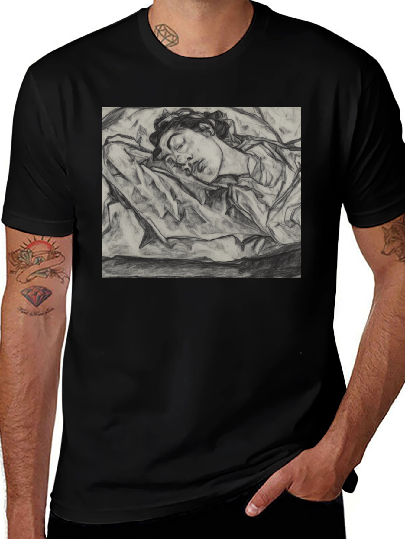 Sleeping Woman Sketch Tee - Artistic Comfort