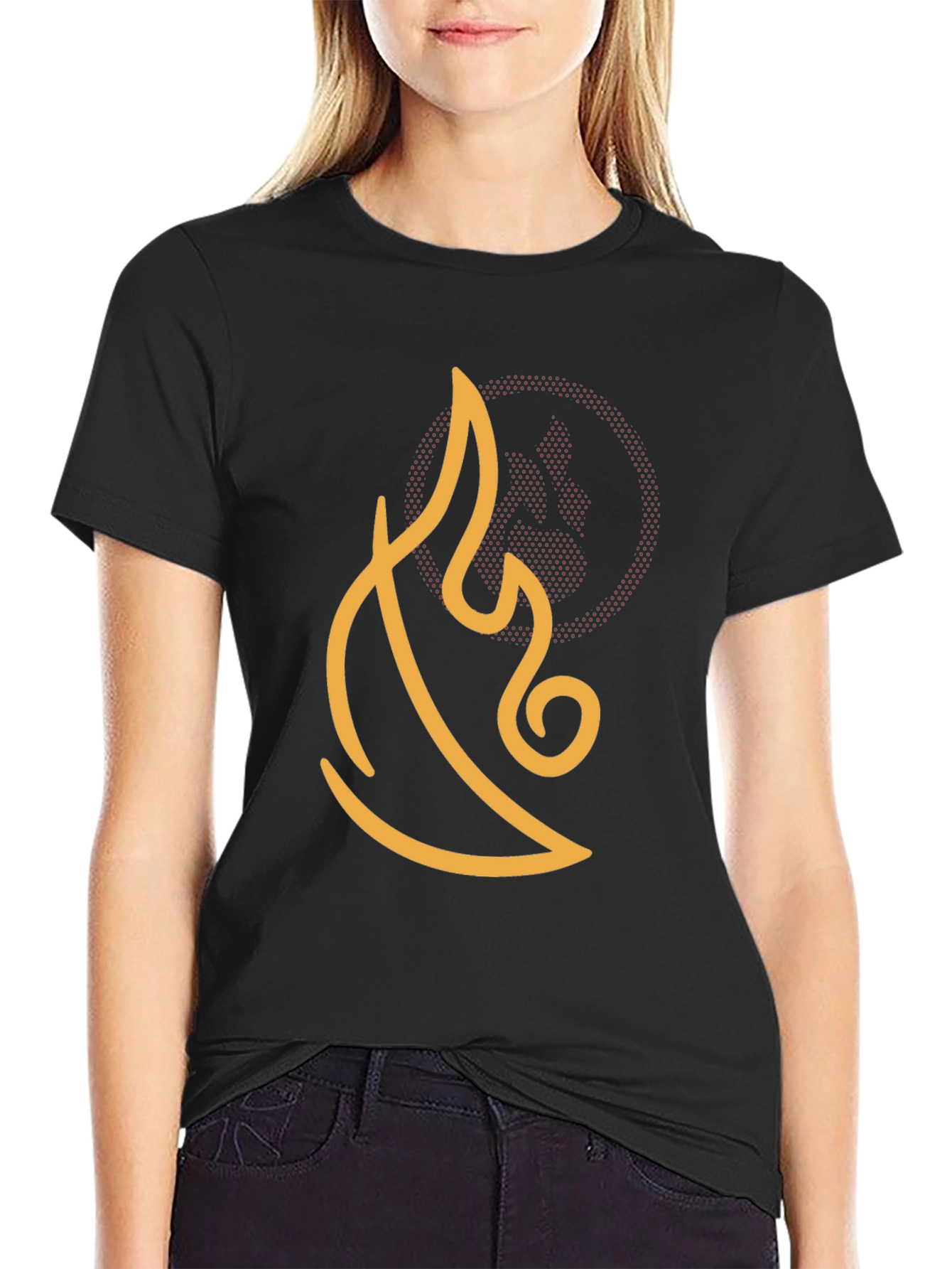 Abstract Flame Graphic Tee - Black Cotton Comfort