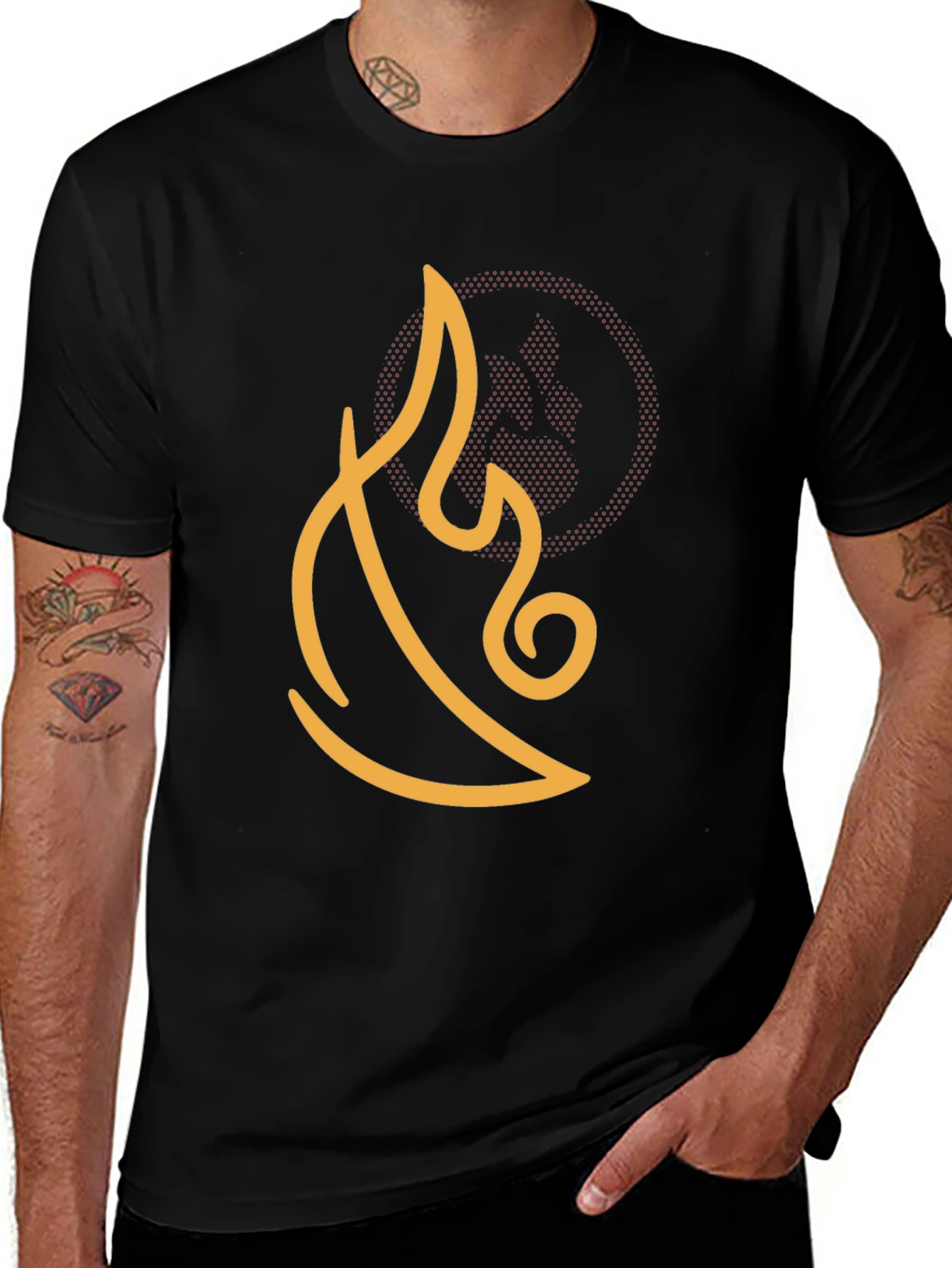 Abstract Flame Graphic Tee - Black Cotton Comfort
