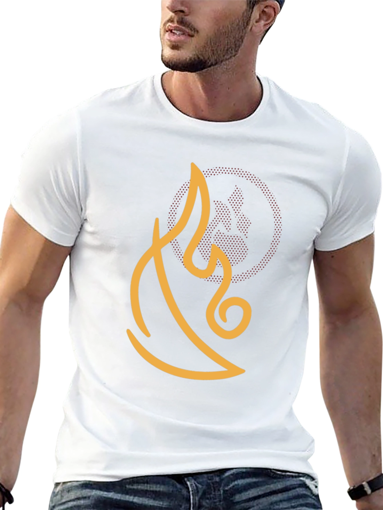 Abstract Flame Graphic Tee - Black Cotton Comfort
