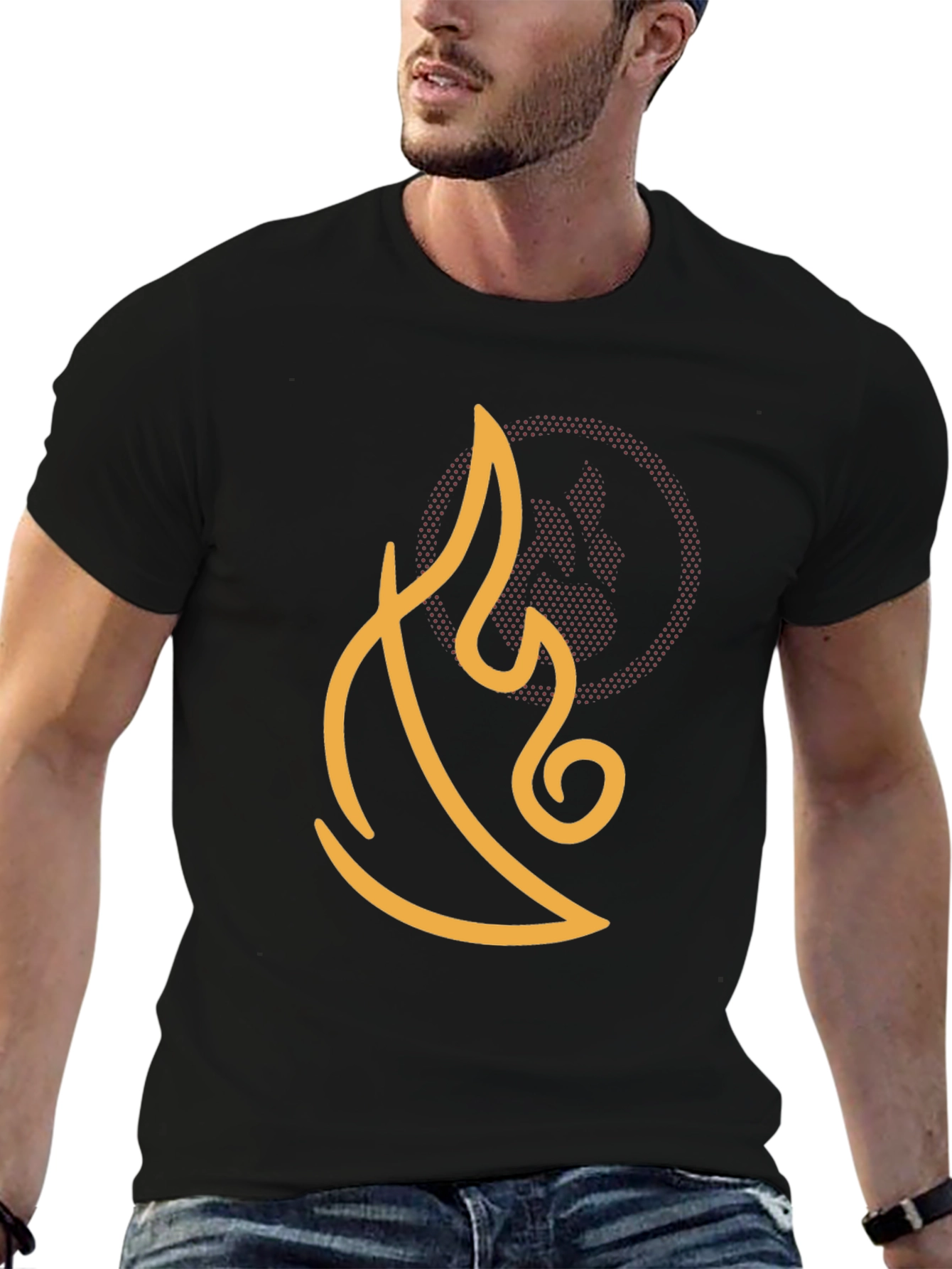 Abstract Flame Graphic Tee - Black Cotton Comfort