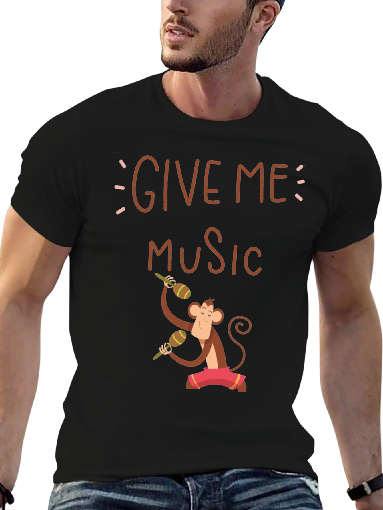 Give Me Music Monkey Graphic Tee - Black
