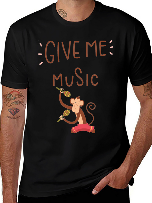 Give Me Music Monkey Graphic Tee - Black