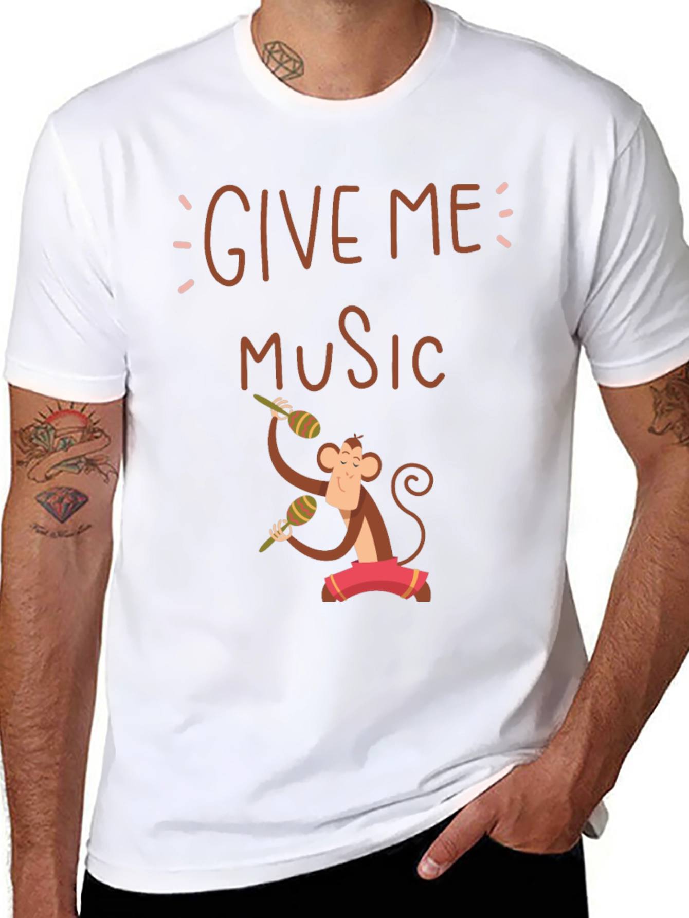 Give Me Music Monkey Graphic Tee - Black