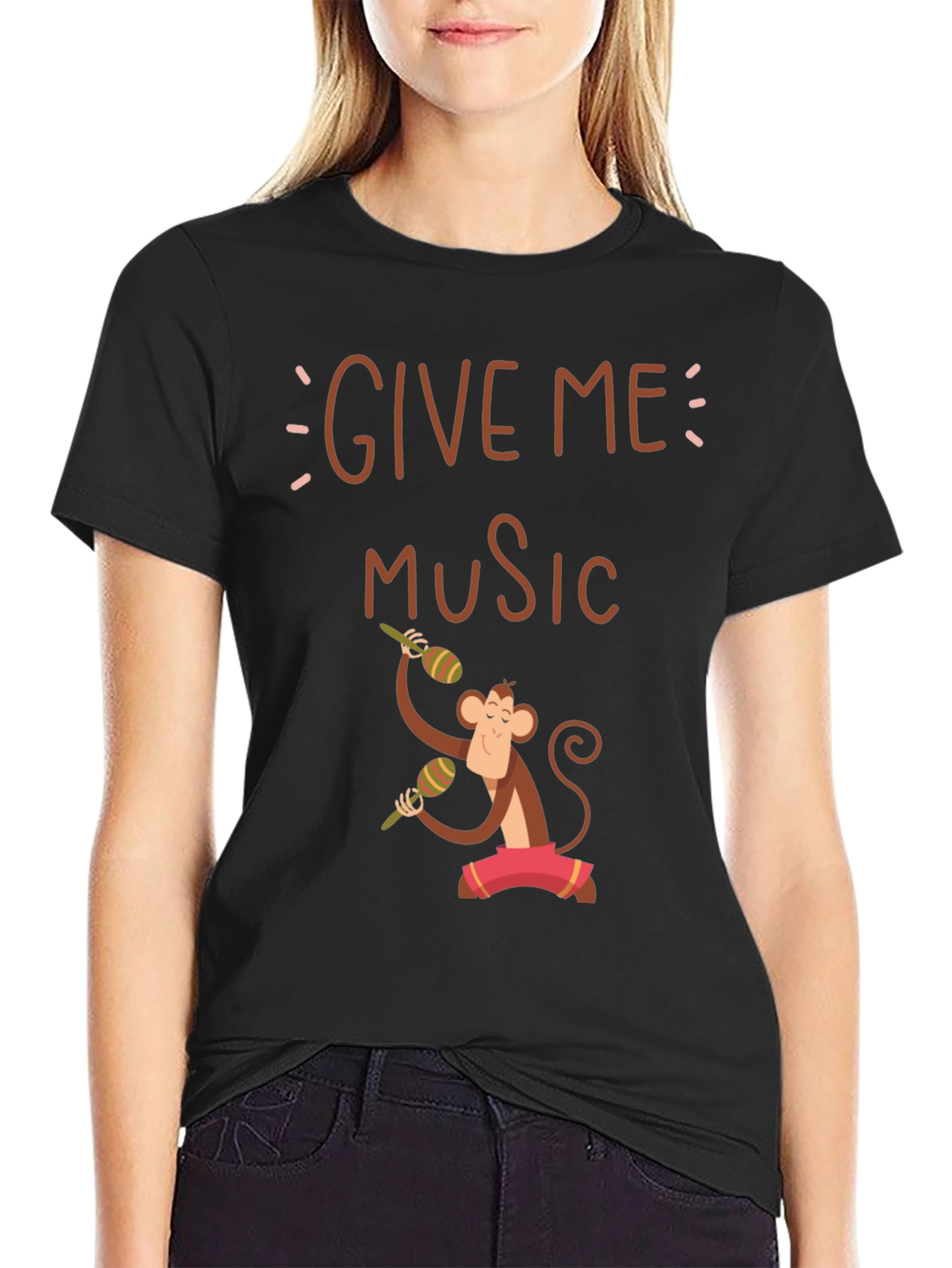 Give Me Music Monkey Graphic Tee - Black