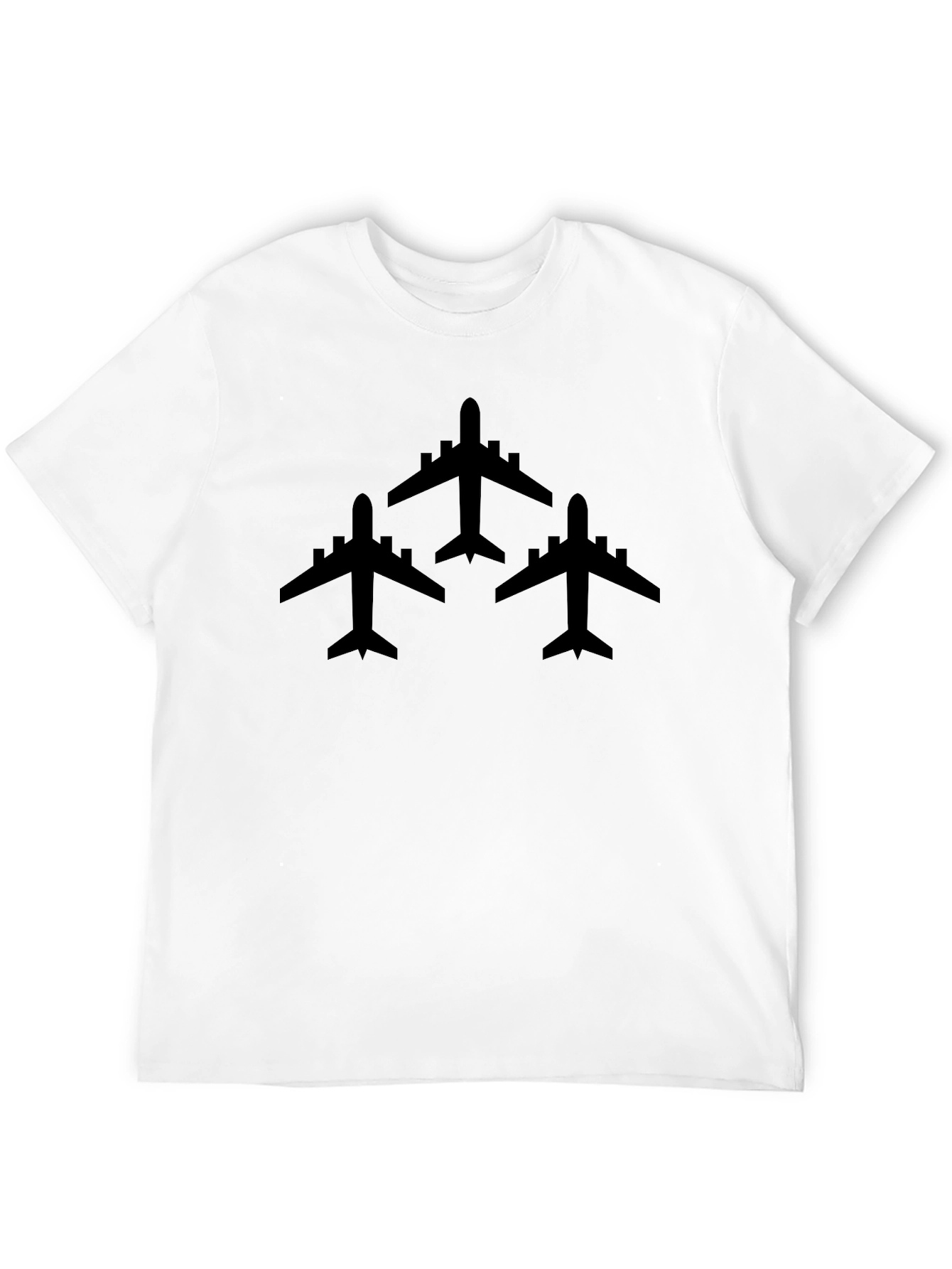 Airplane Silhouette Graphic Tee - Black Crew Neck