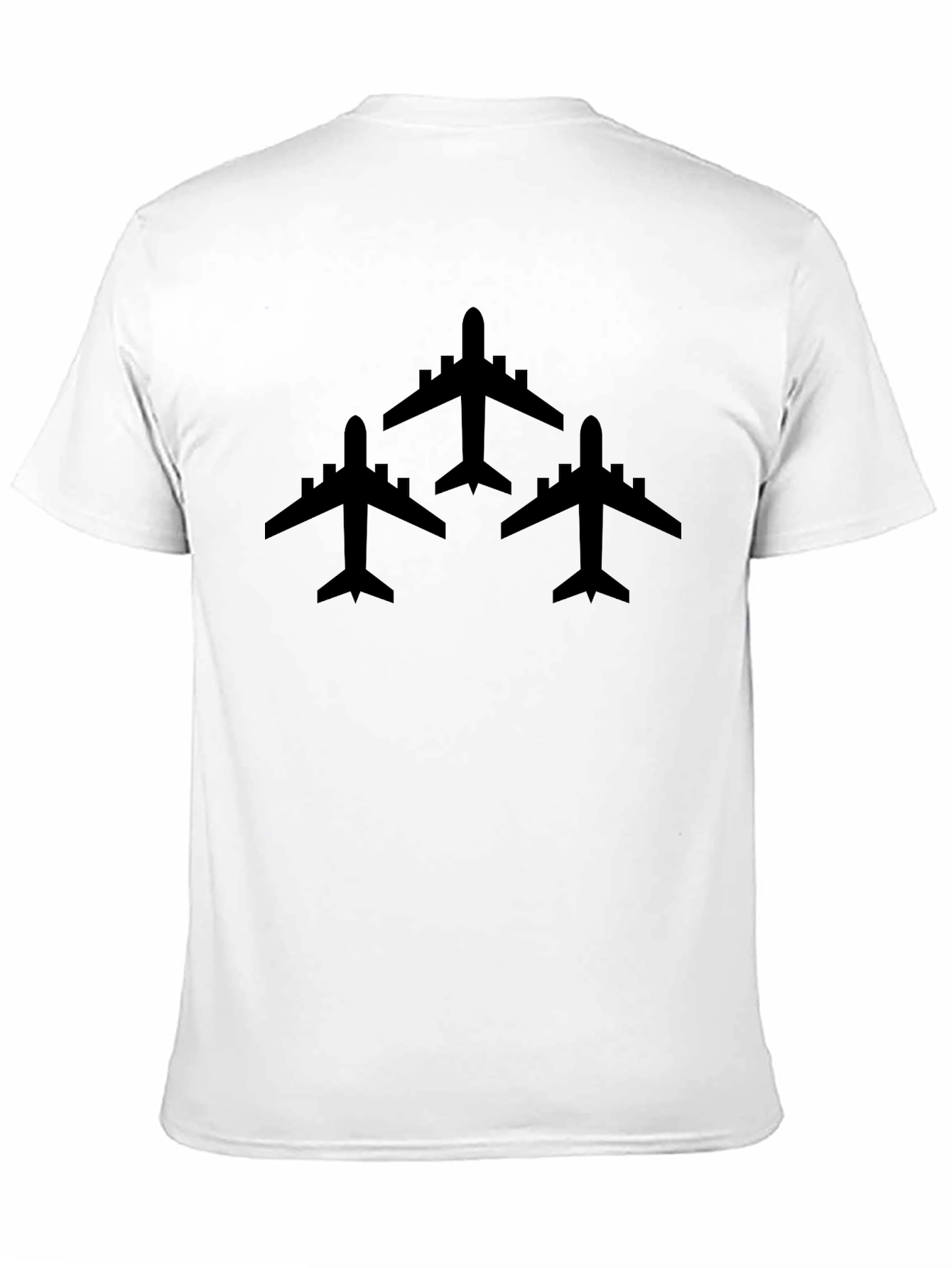 Airplane Silhouette Graphic Tee - Black Crew Neck