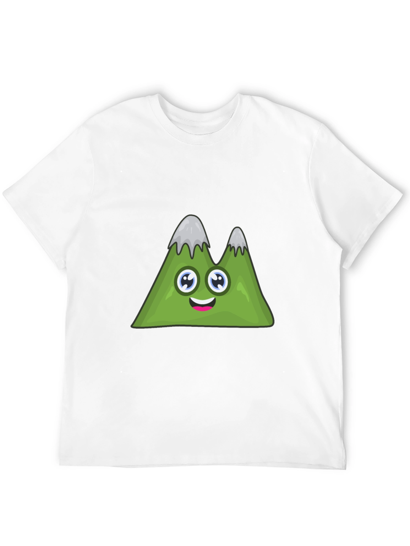 Cute Cartoon Mountain Graphic Black T-Shirt