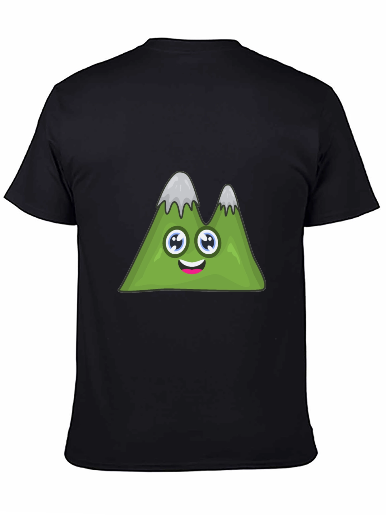 Cute Cartoon Mountain Graphic Black T-Shirt