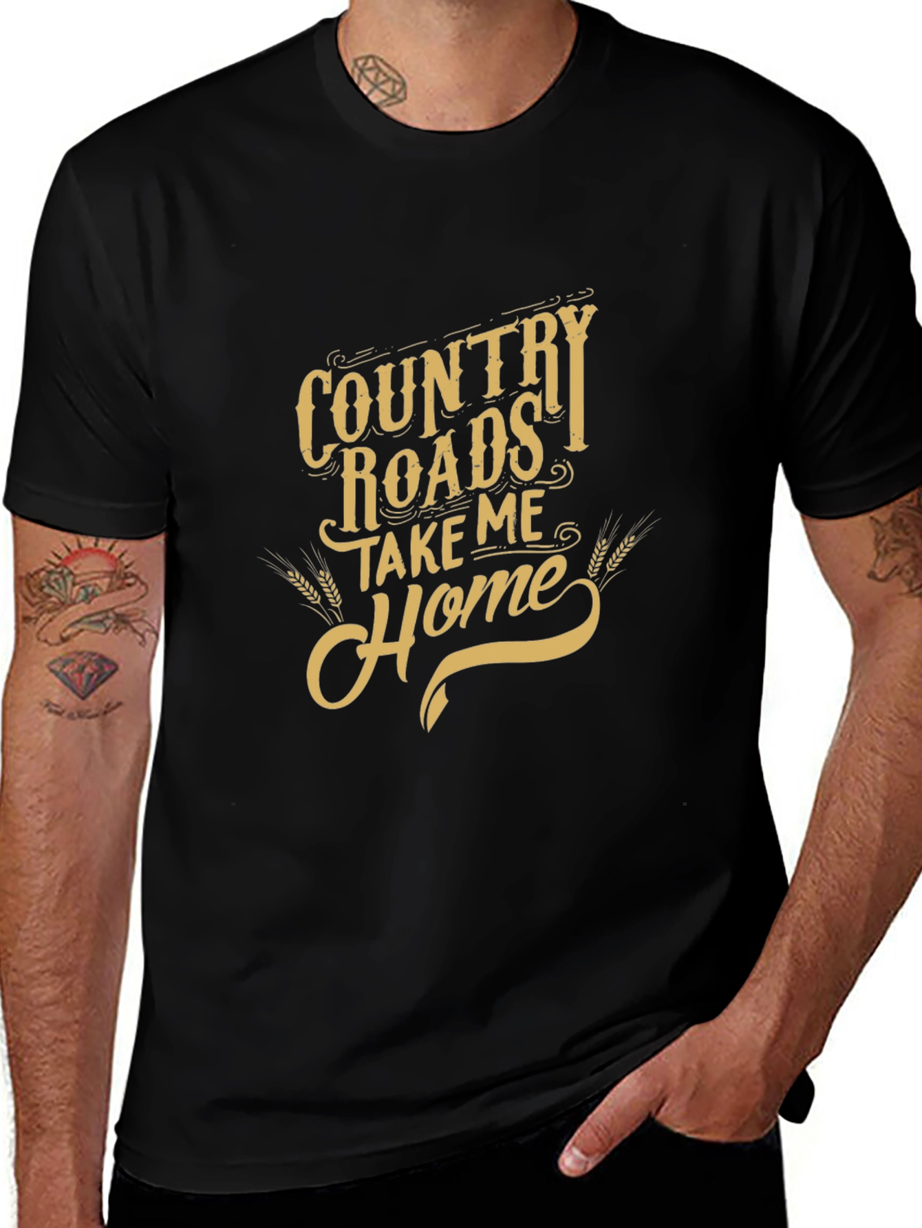 Country Roads Graphic T-Shirt - Black
