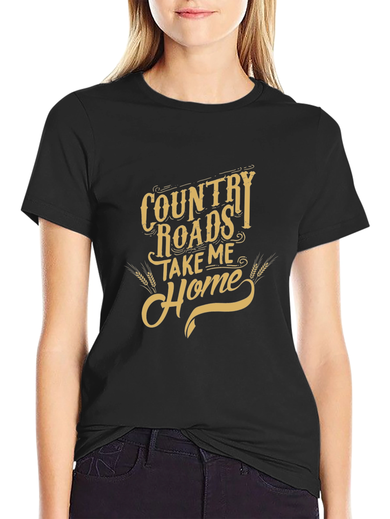 Country Roads Graphic T-Shirt - Black