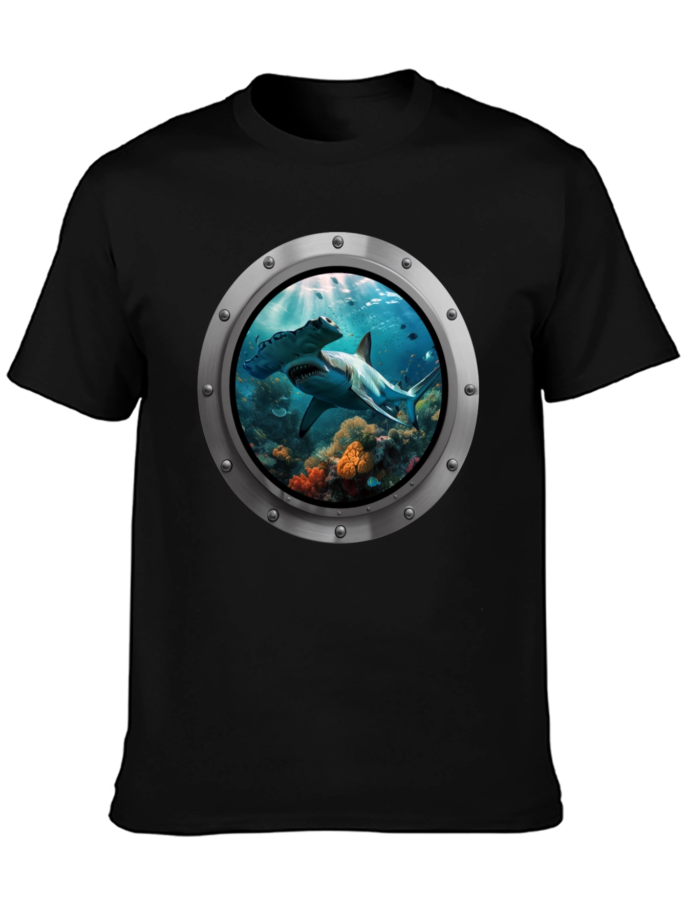 Ocean Shark Porthole Graphic T-Shirt