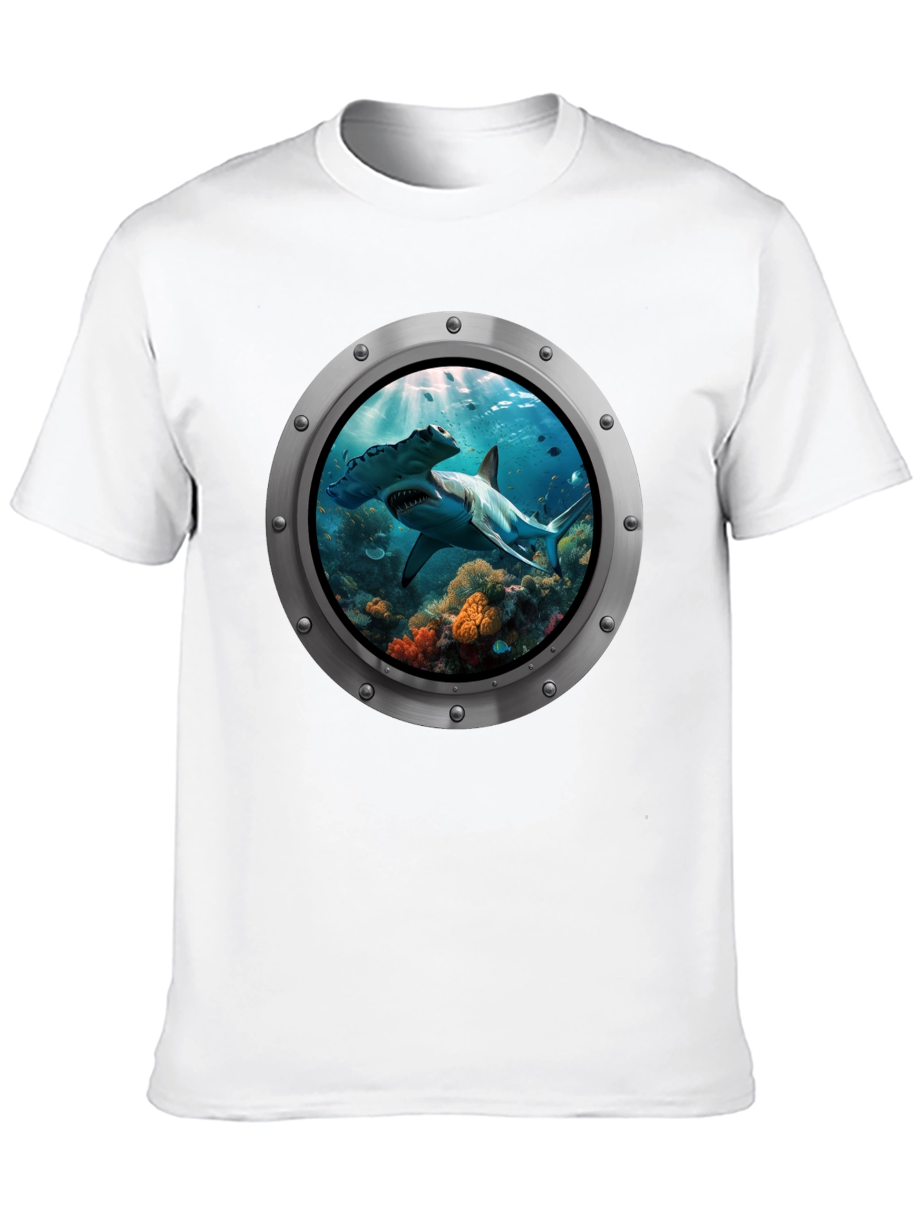 Ocean Shark Porthole Graphic T-Shirt