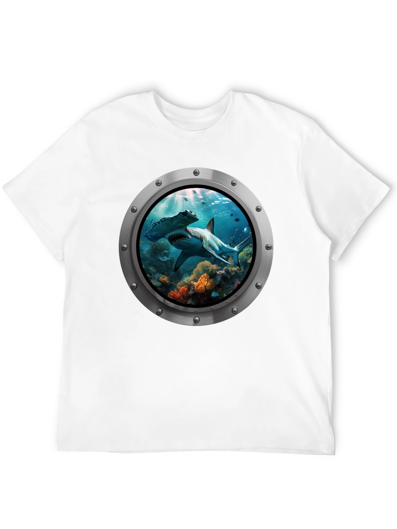 Ocean Shark Porthole Graphic T-Shirt