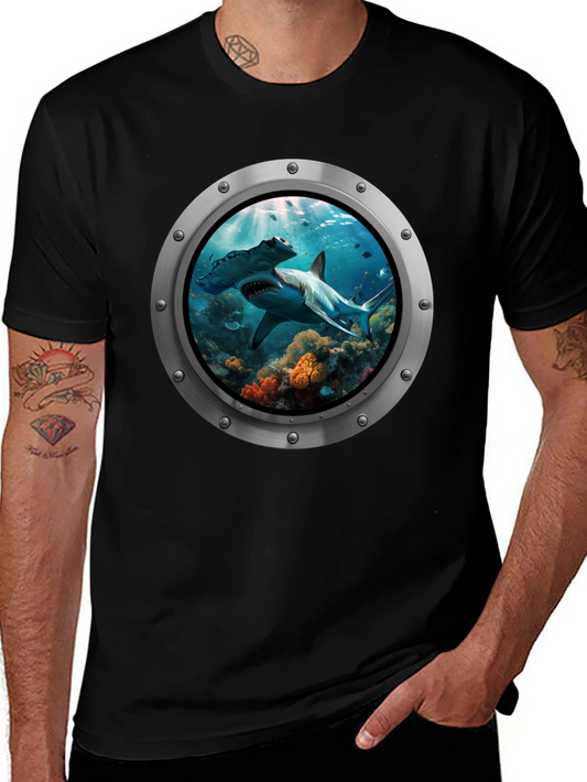 Ocean Shark Porthole Graphic T-Shirt