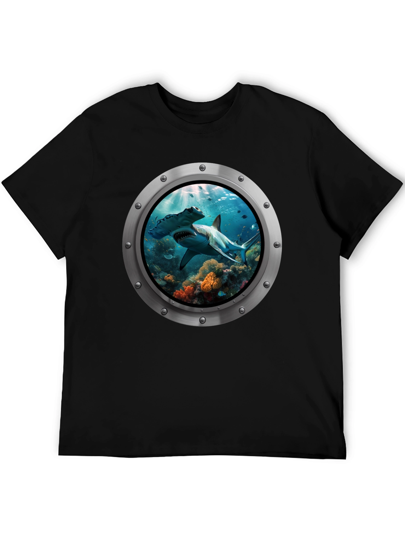 Ocean Shark Porthole Graphic T-Shirt
