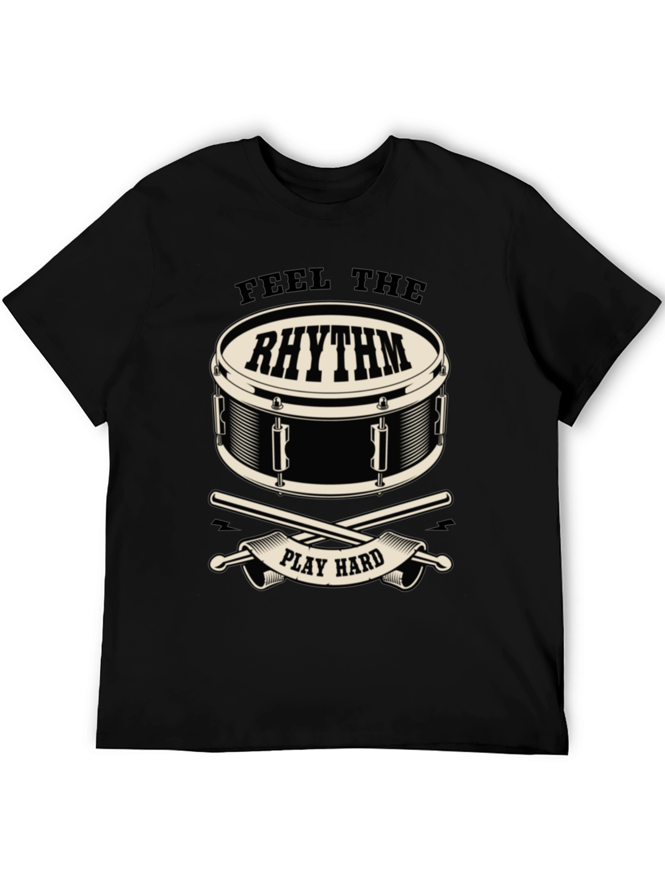Feel the Rhythm Drum Graphic Tee - Black