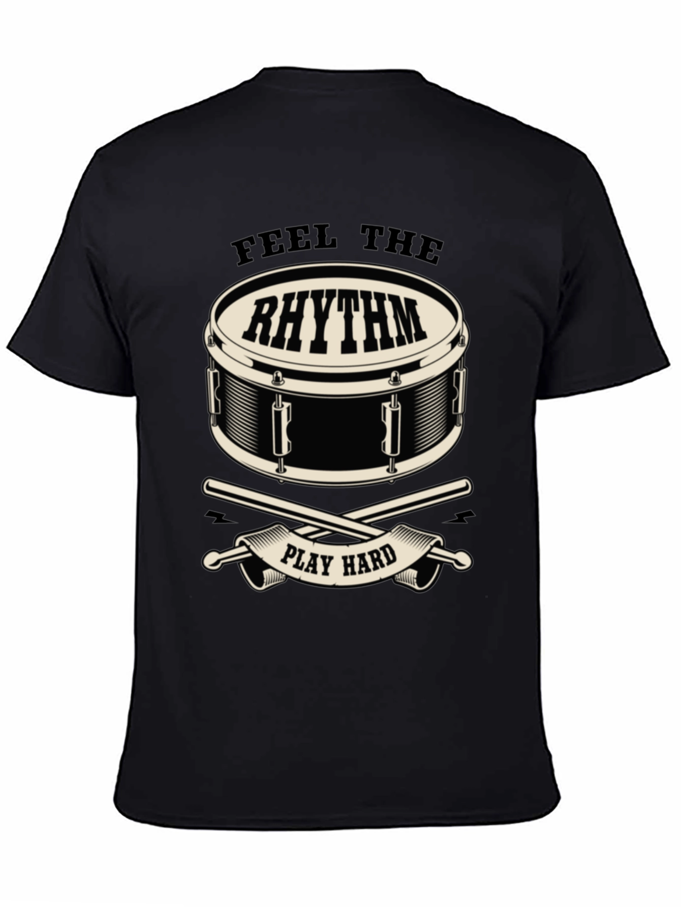 Feel the Rhythm Drum Graphic Tee - Black