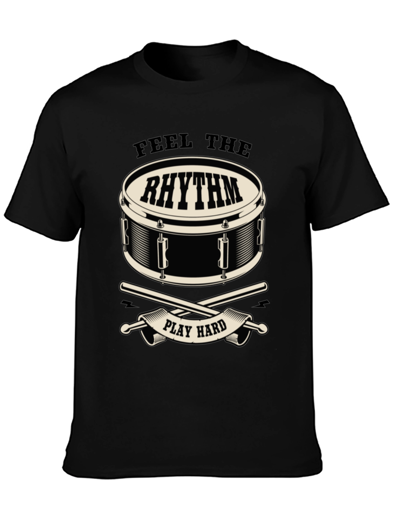 Feel the Rhythm Drum Graphic Tee - Black