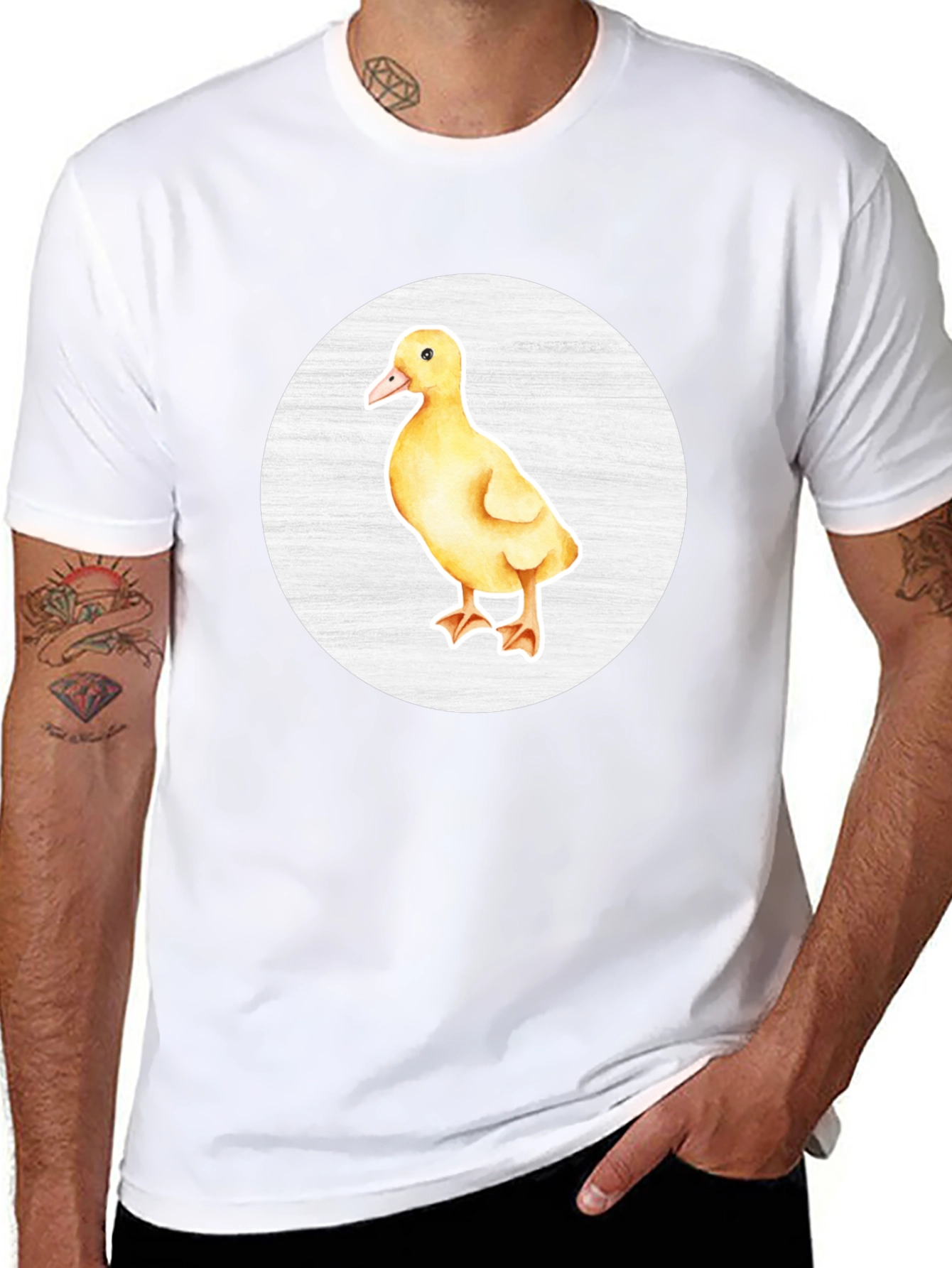 Cute Duckling Graphic Tee - Black Cotton T-Shirt