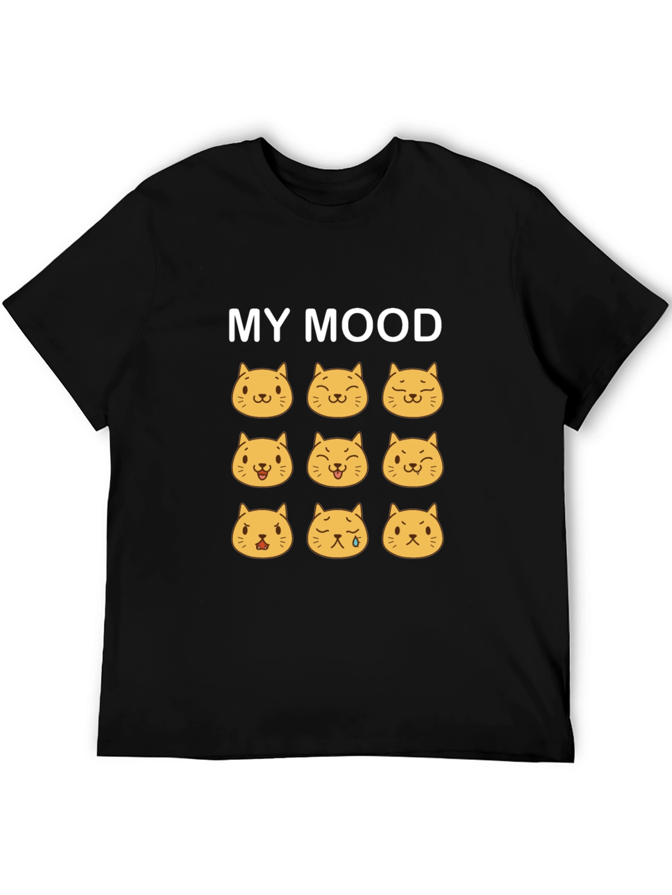 Mood Cats Black T-Shirt - Express Yourself!