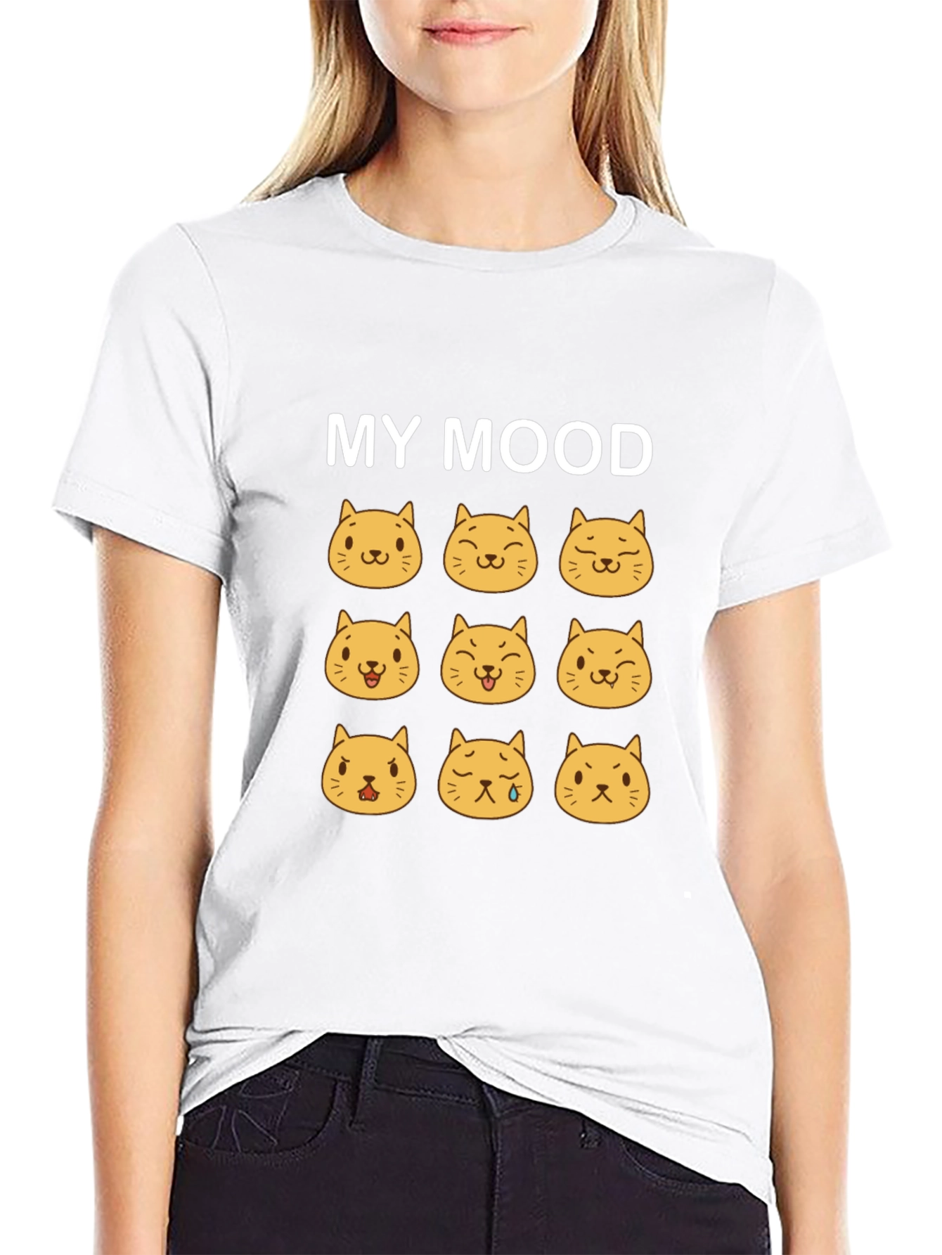 Mood Cats Black T-Shirt - Express Yourself!