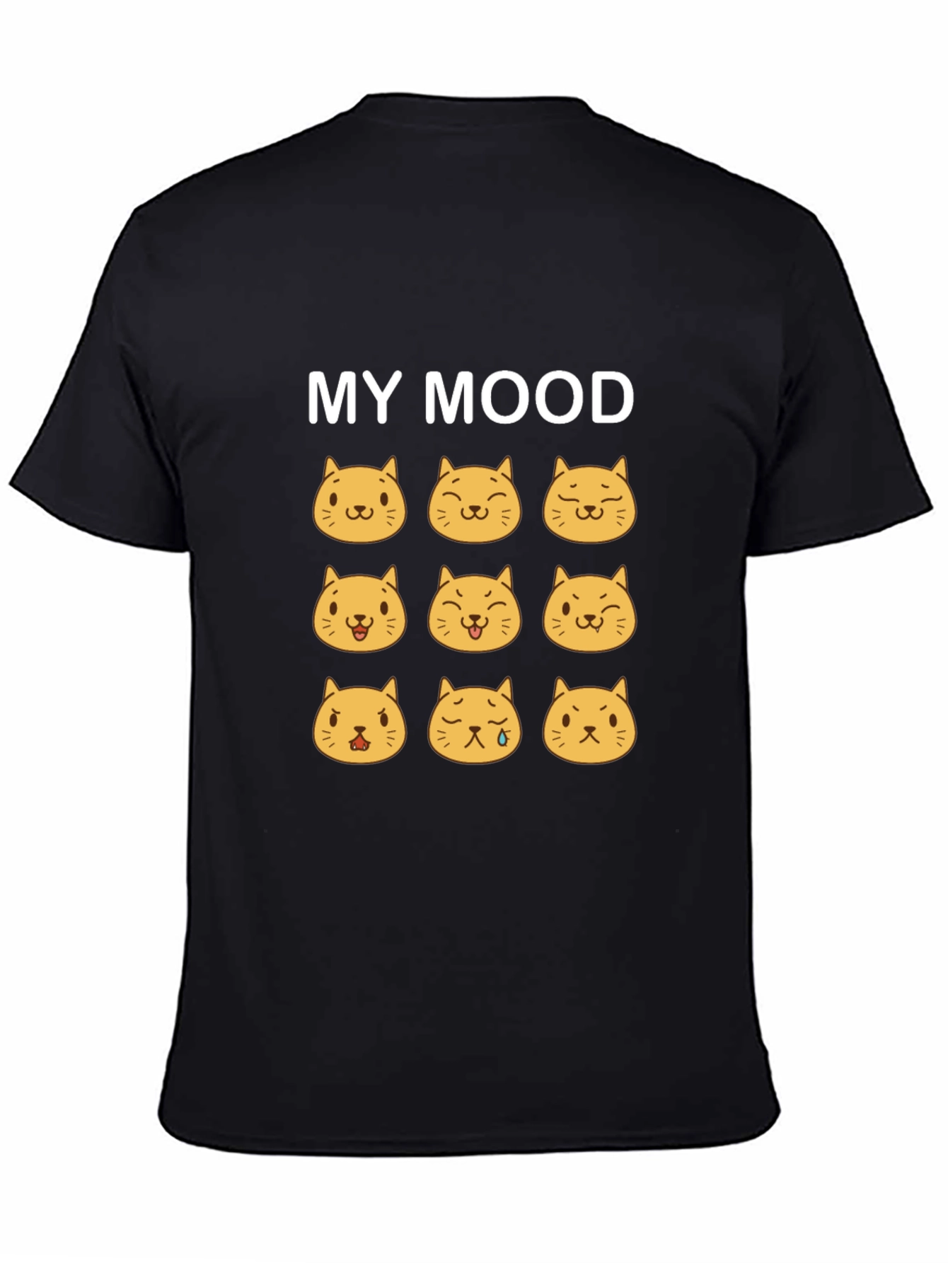 Mood Cats Black T-Shirt - Express Yourself!