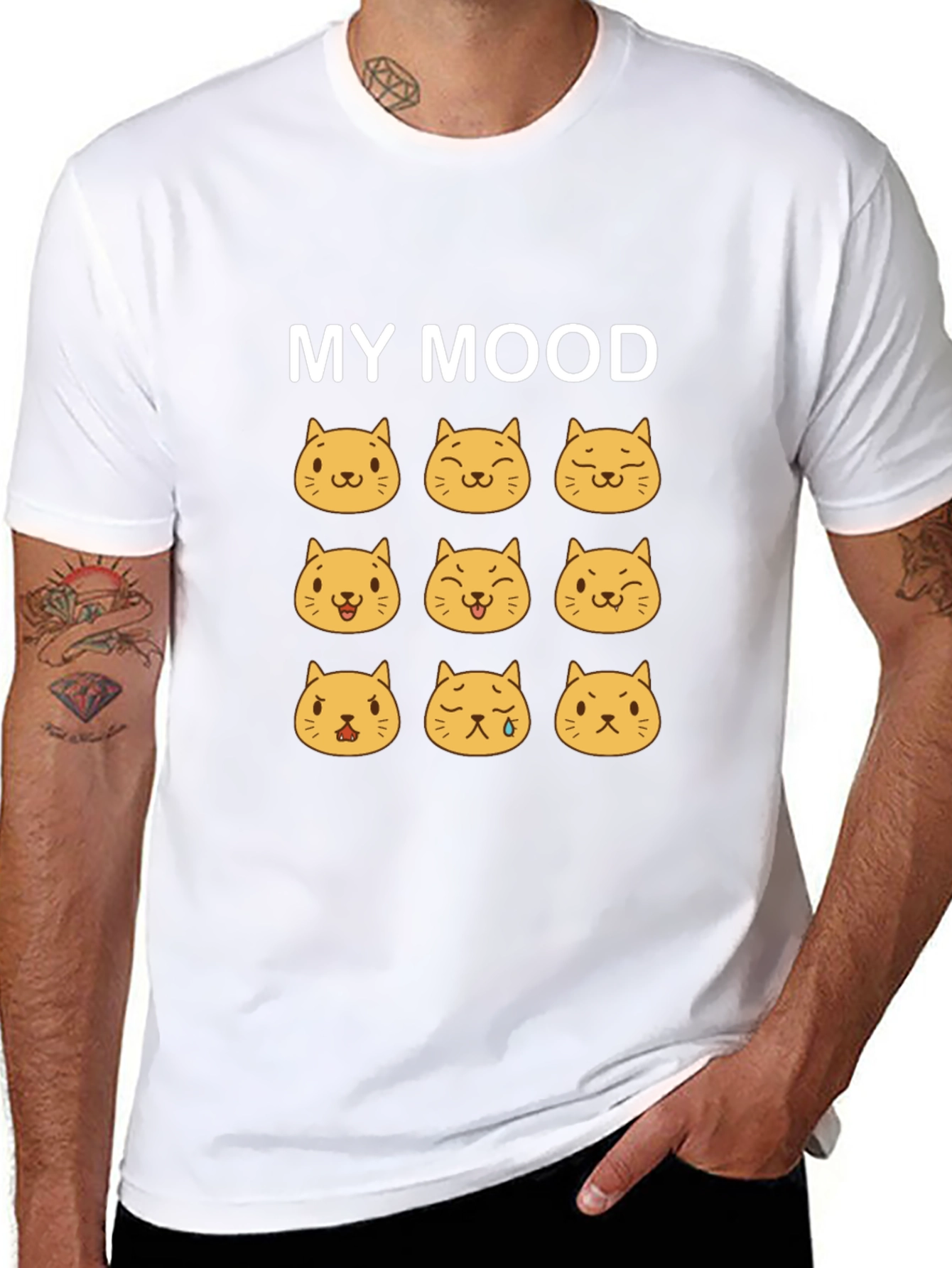 Mood Cats Black T-Shirt - Express Yourself!