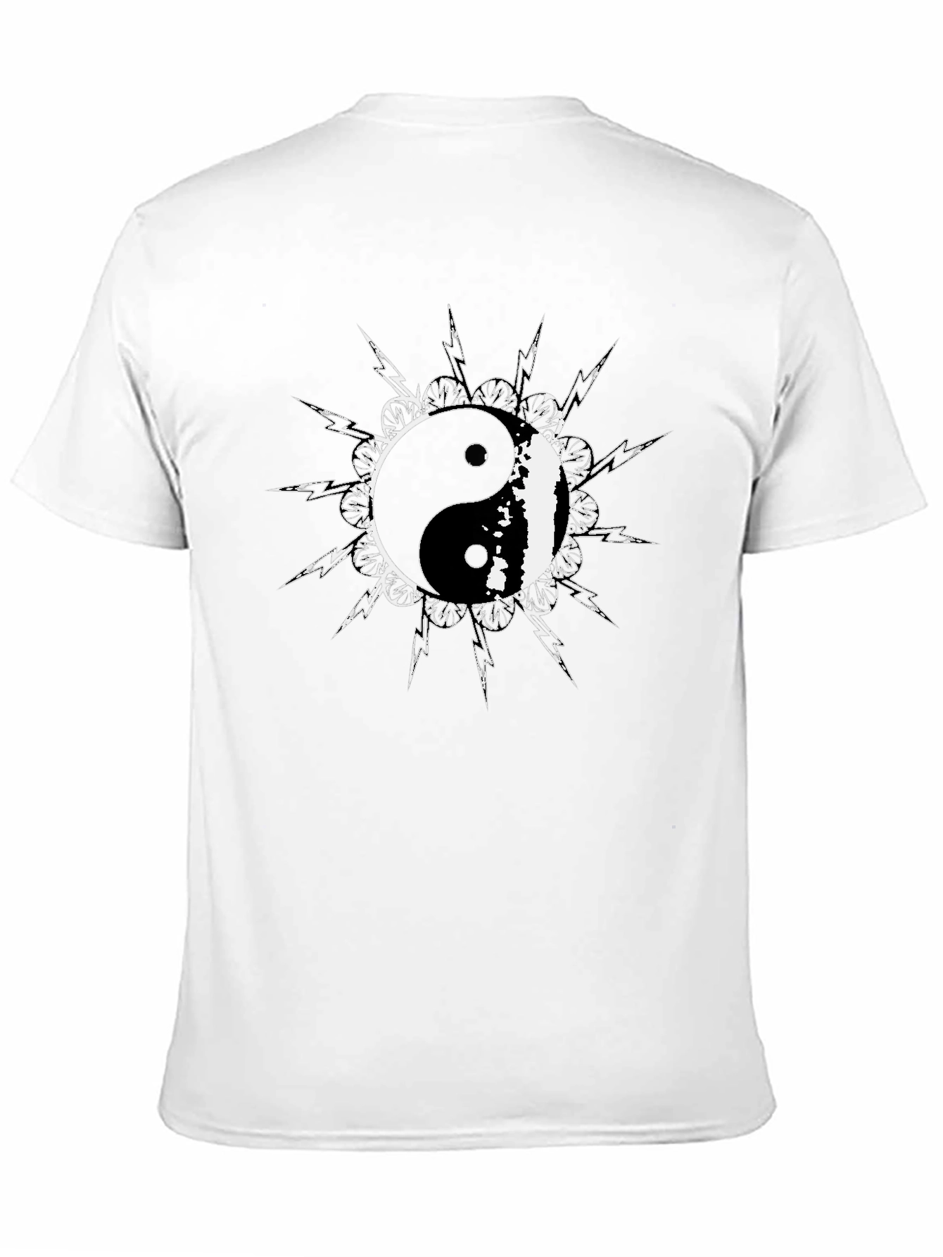 Yin Yang Symbol Graphic Tee - Black Cotton T-Shirt