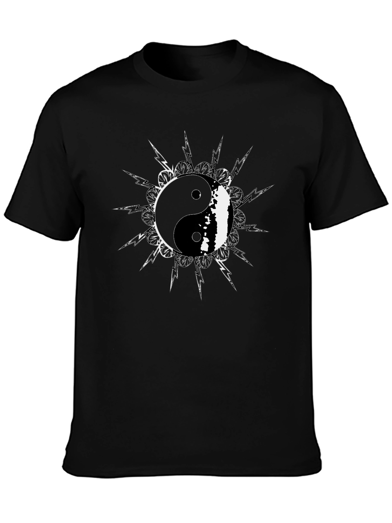 Yin Yang Symbol Graphic Tee - Black Cotton T-Shirt
