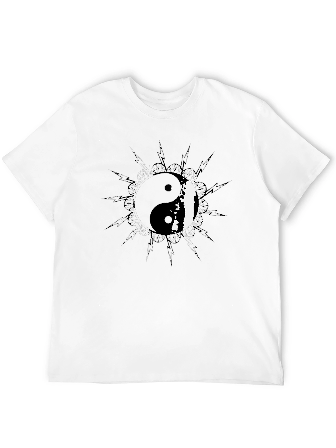 Yin Yang Symbol Graphic Tee - Black Cotton T-Shirt