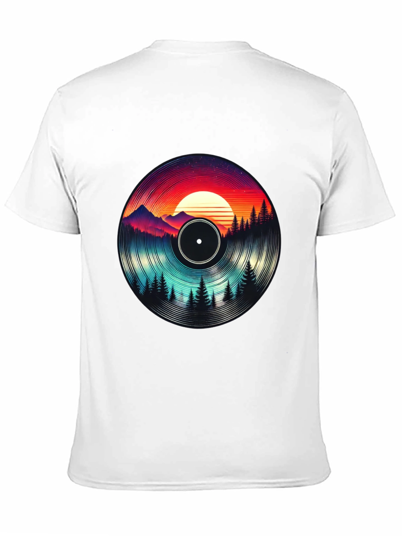 Retro Vinyl Record Landscape Graphic Tee