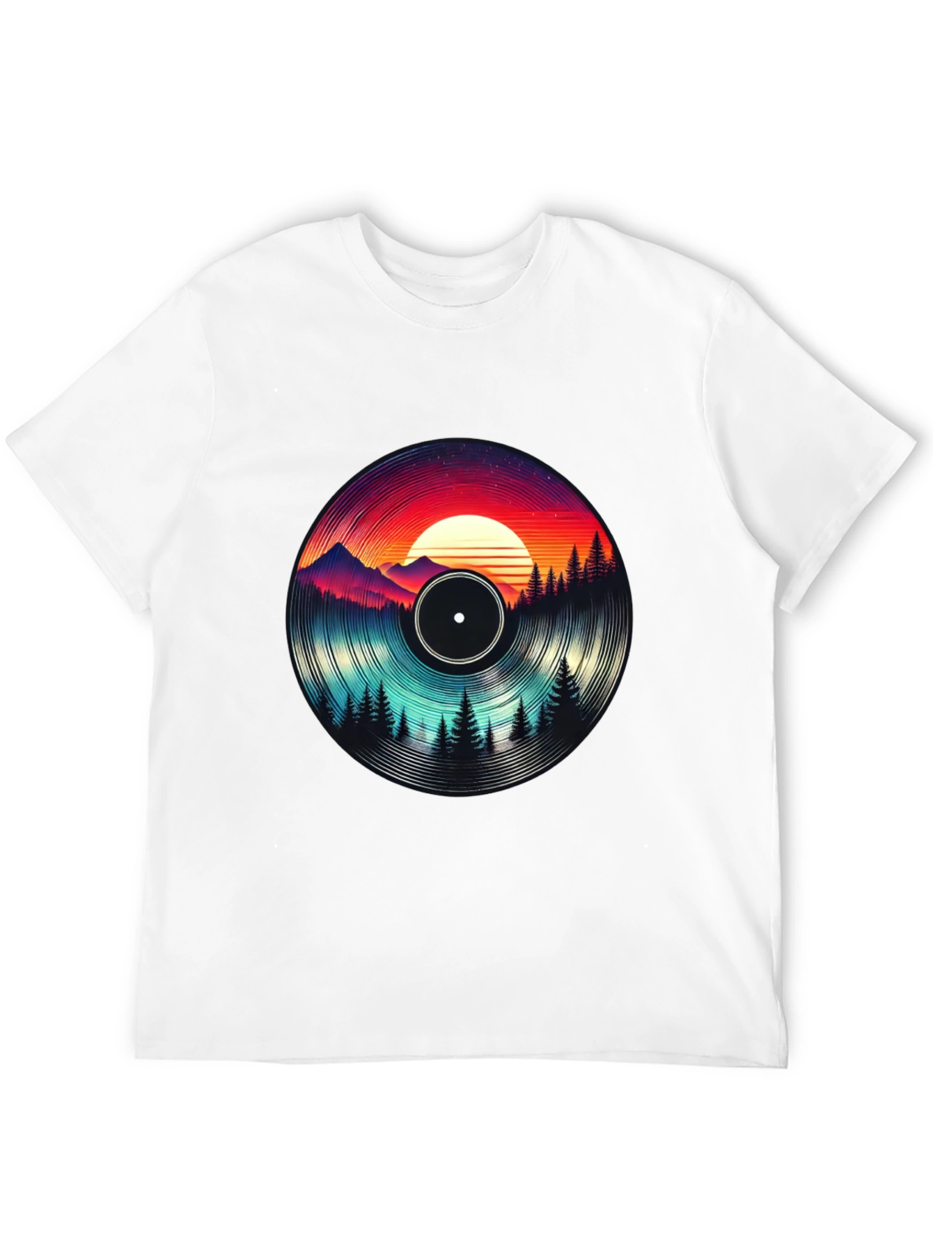 Retro Vinyl Record Landscape Graphic Tee