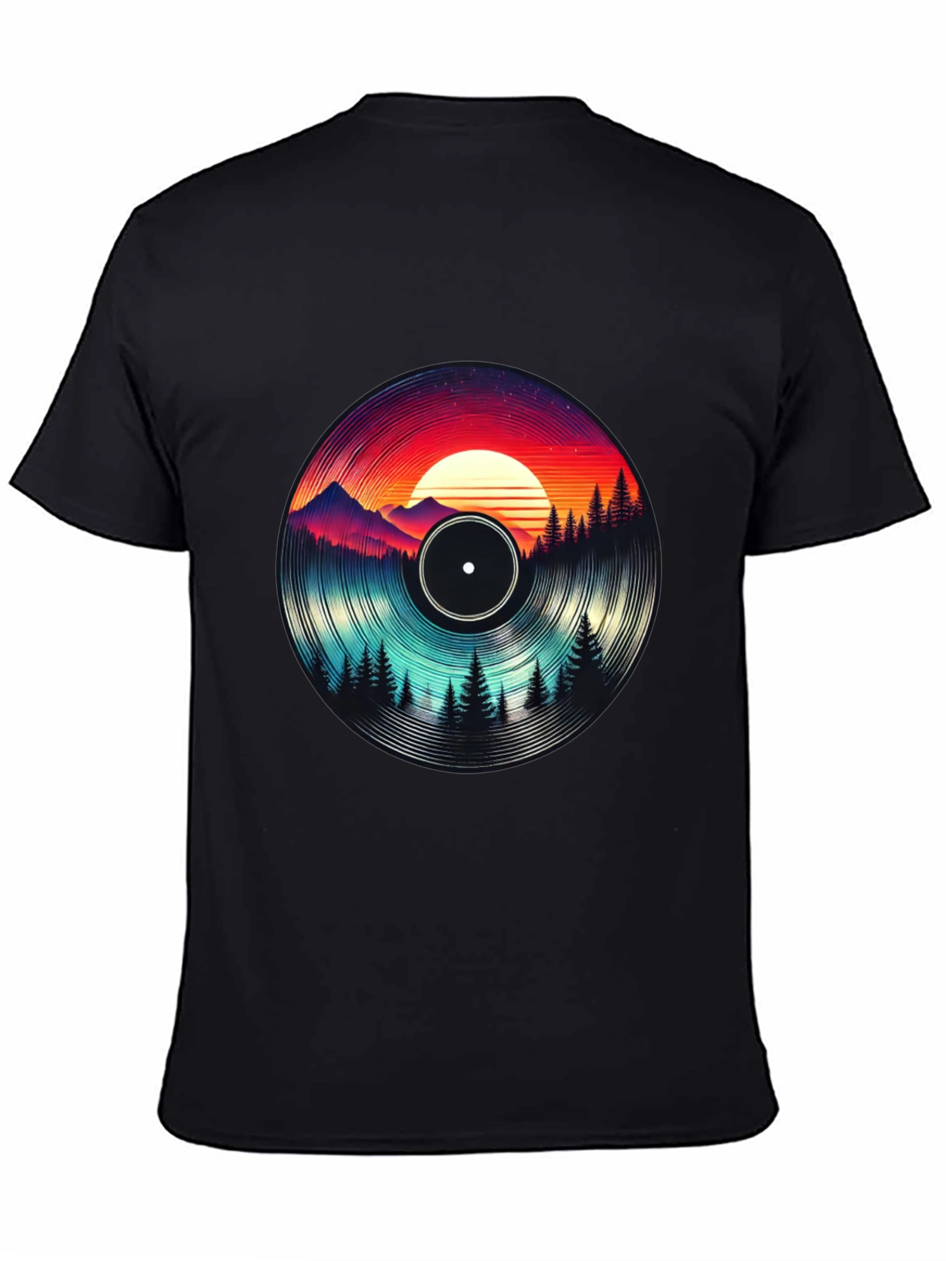 Retro Vinyl Record Landscape Graphic Tee