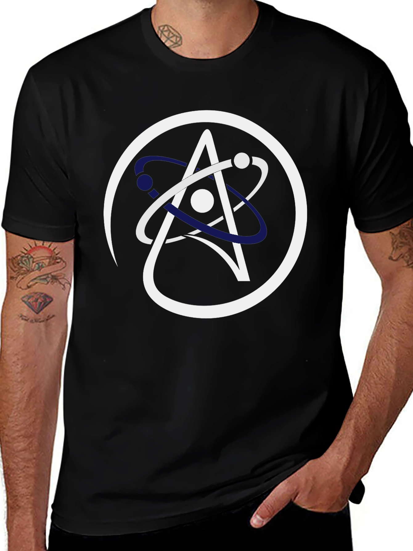 Science Atom Logo Black T-Shirt