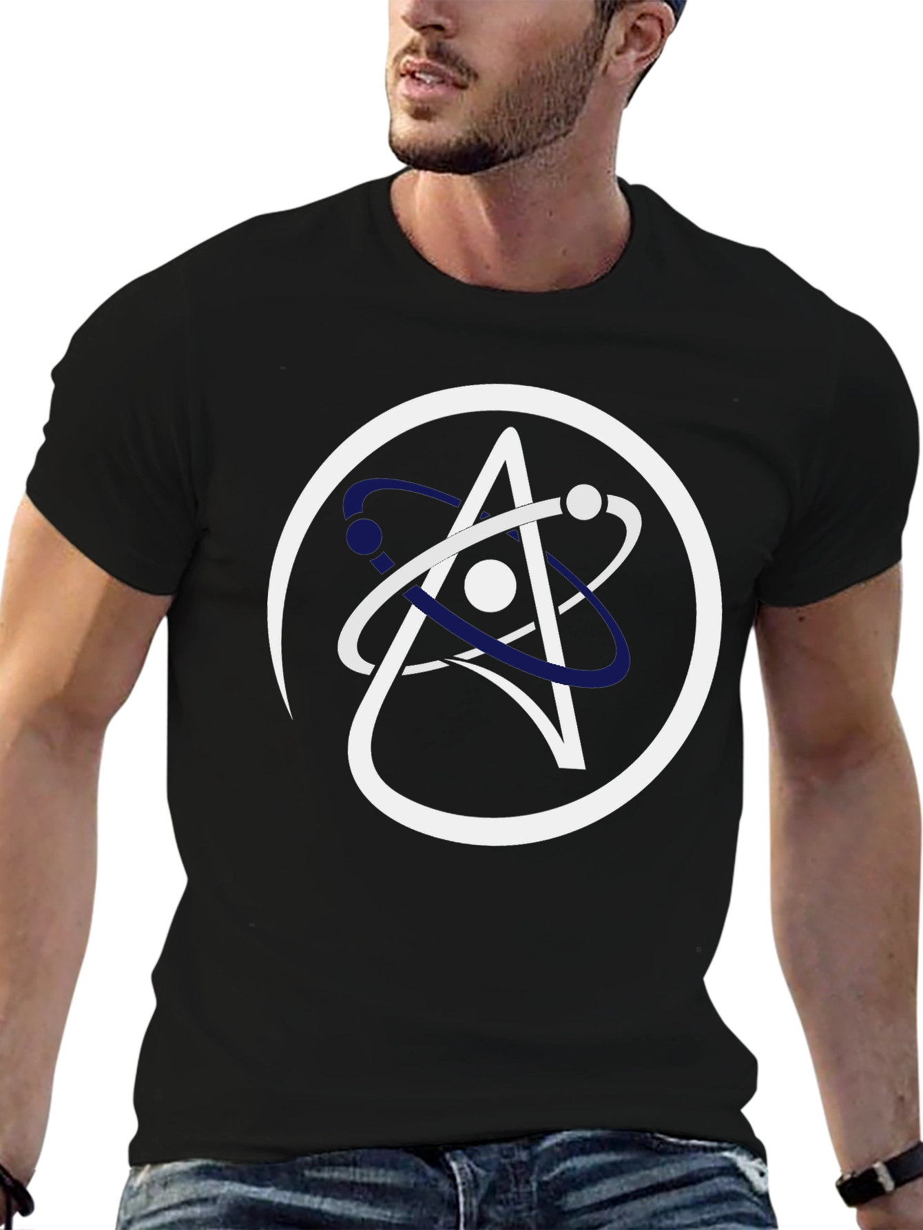 Science Atom Logo Black T-Shirt