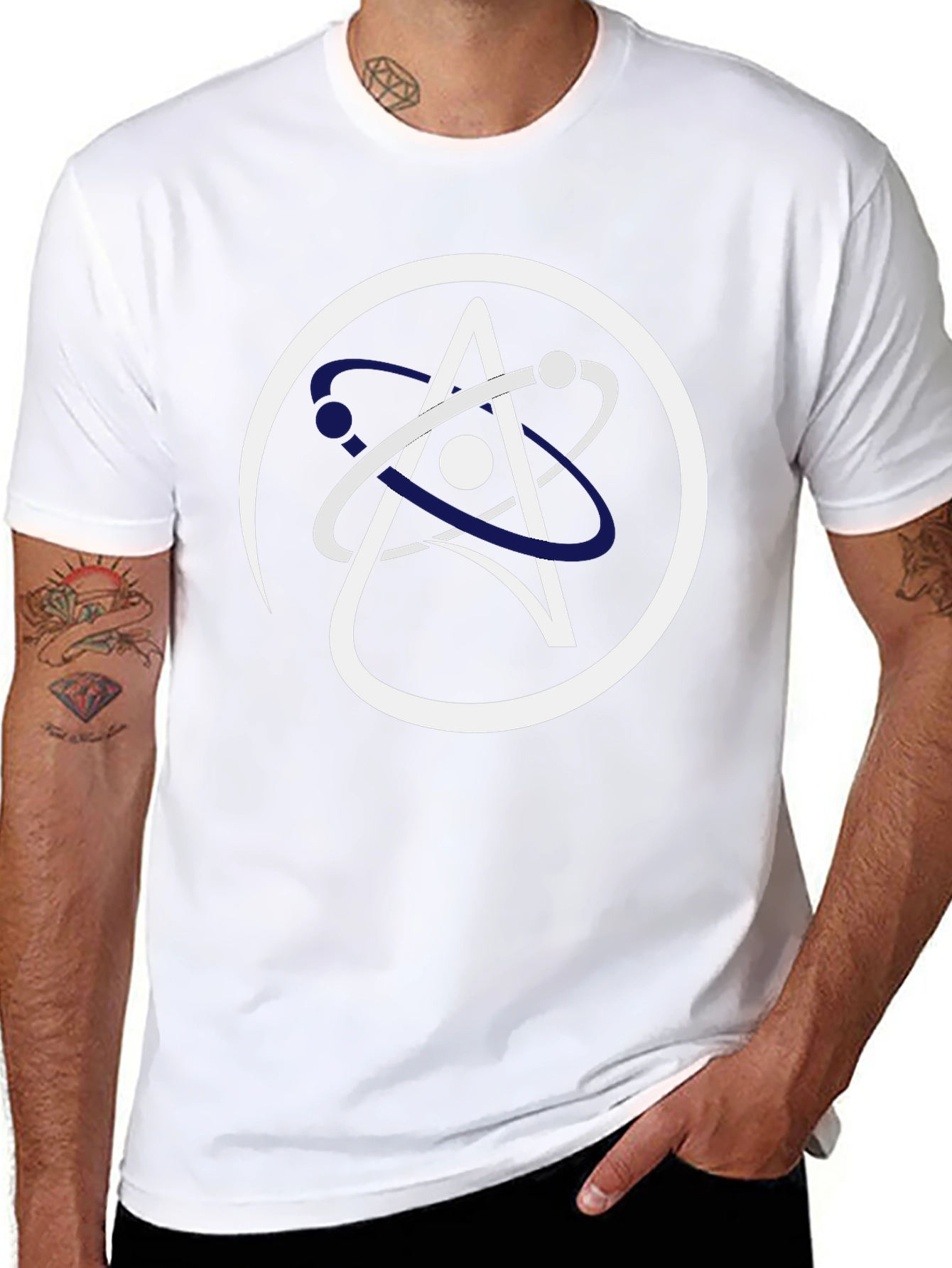 Science Atom Logo Black T-Shirt