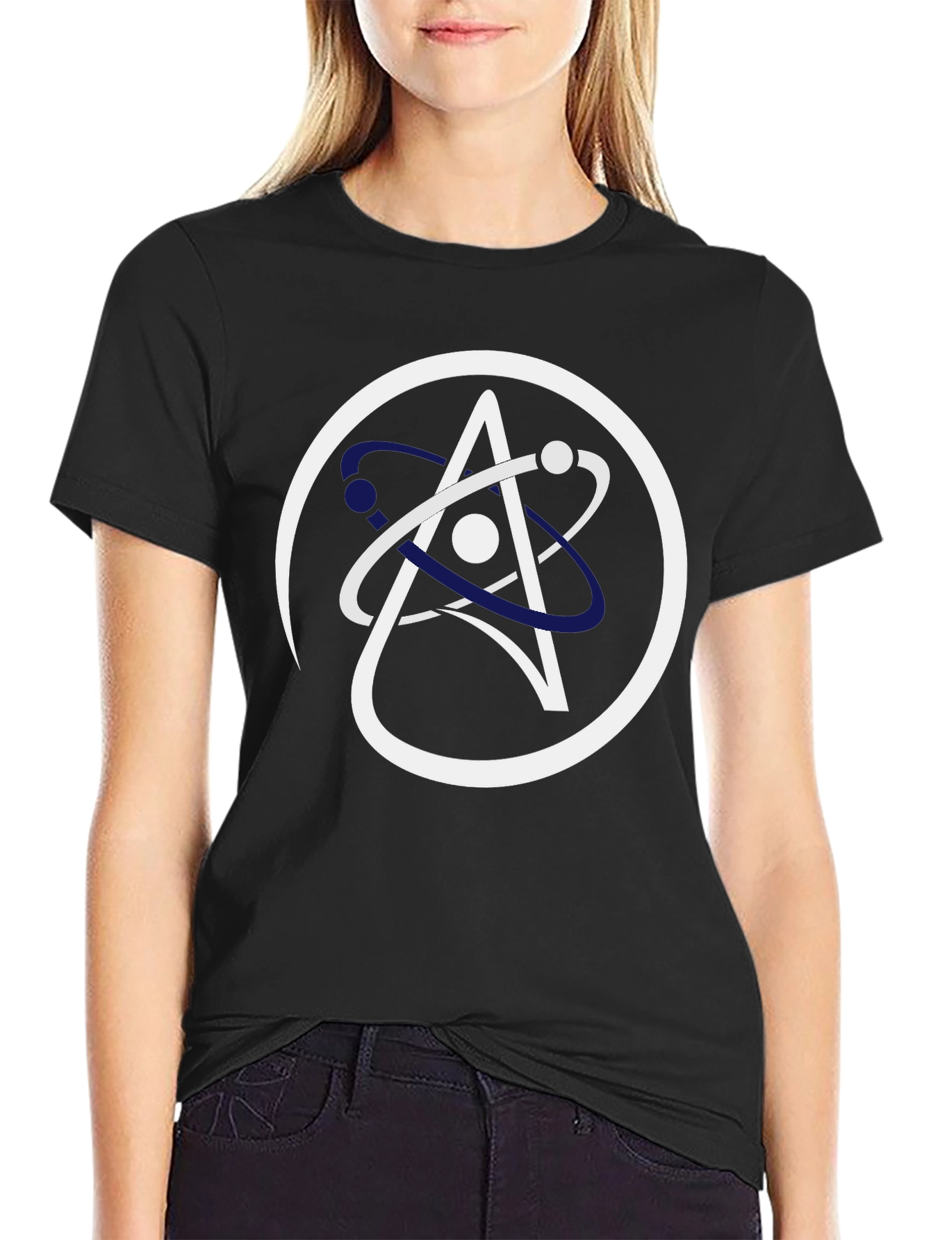 Science Atom Logo Black T-Shirt