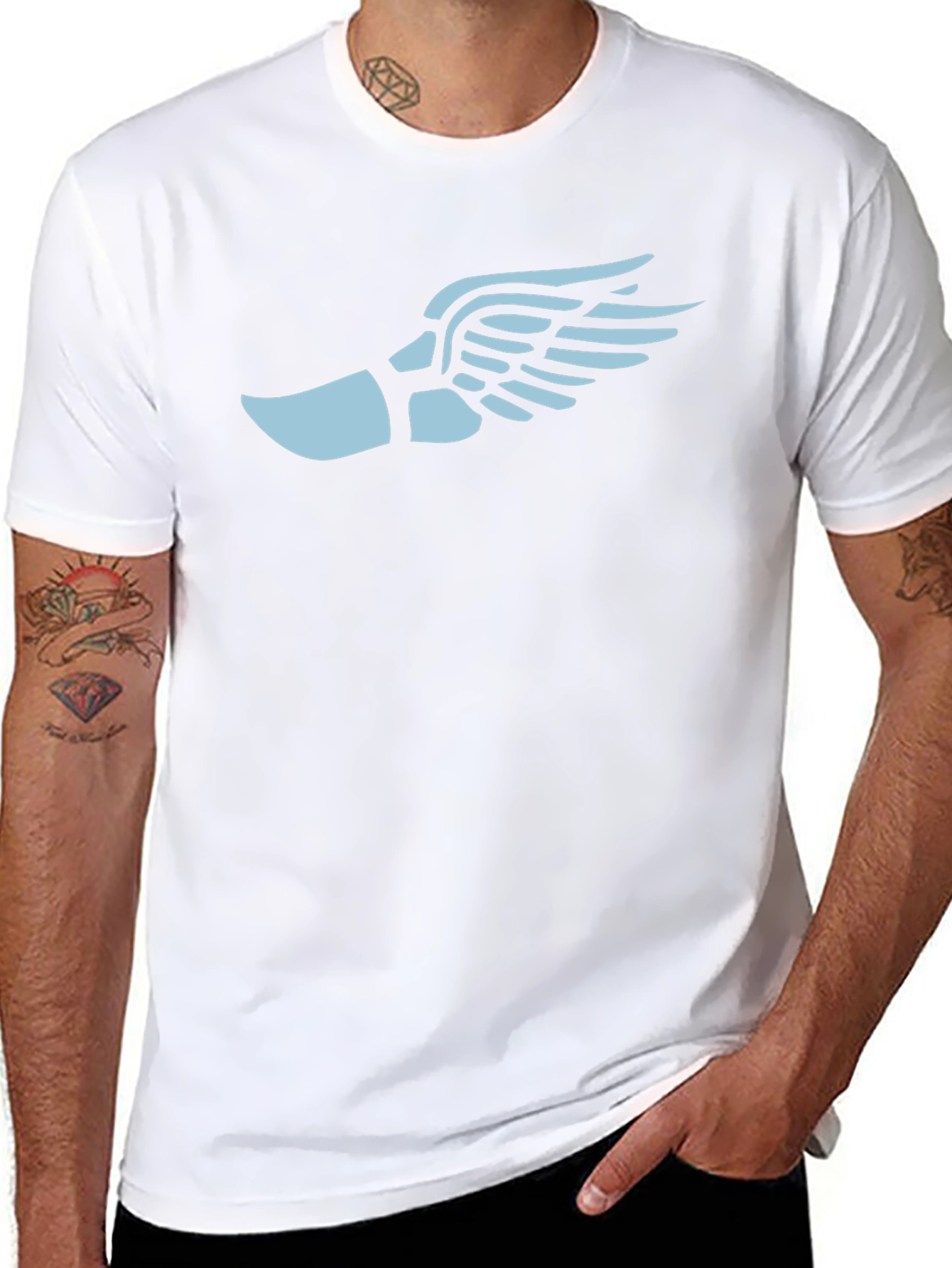 Winged Foot Graphic Tee - Black Cotton Blend