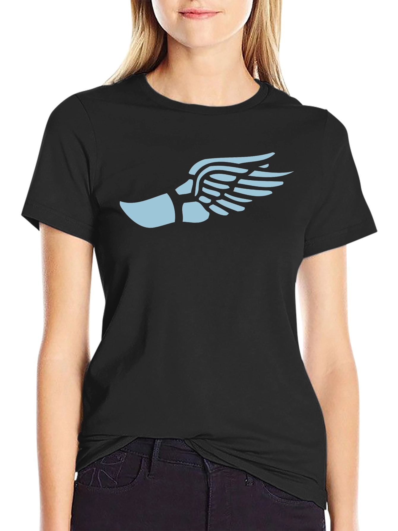 Winged Foot Graphic Tee - Black Cotton Blend