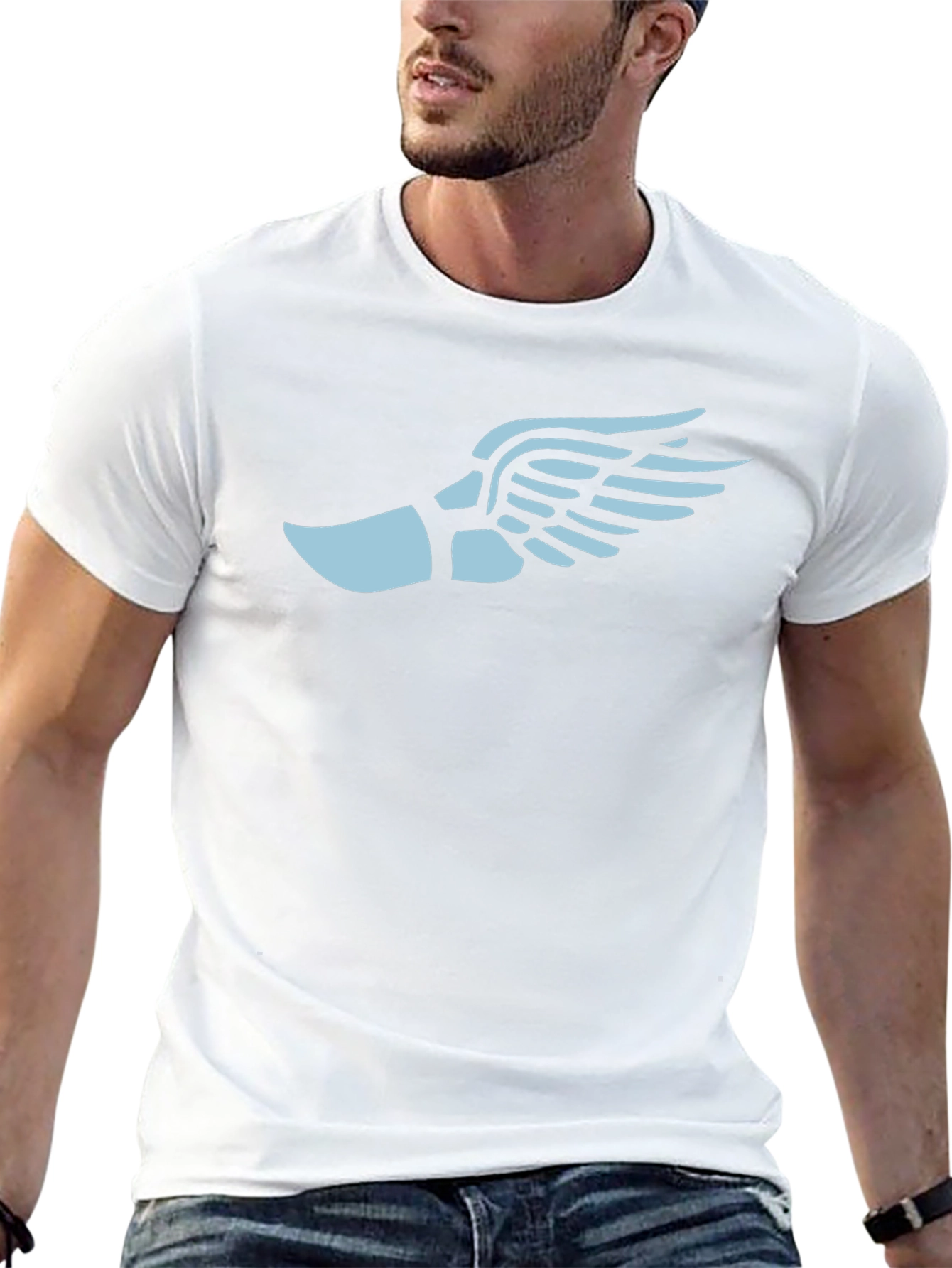 Winged Foot Graphic Tee - Black Cotton Blend