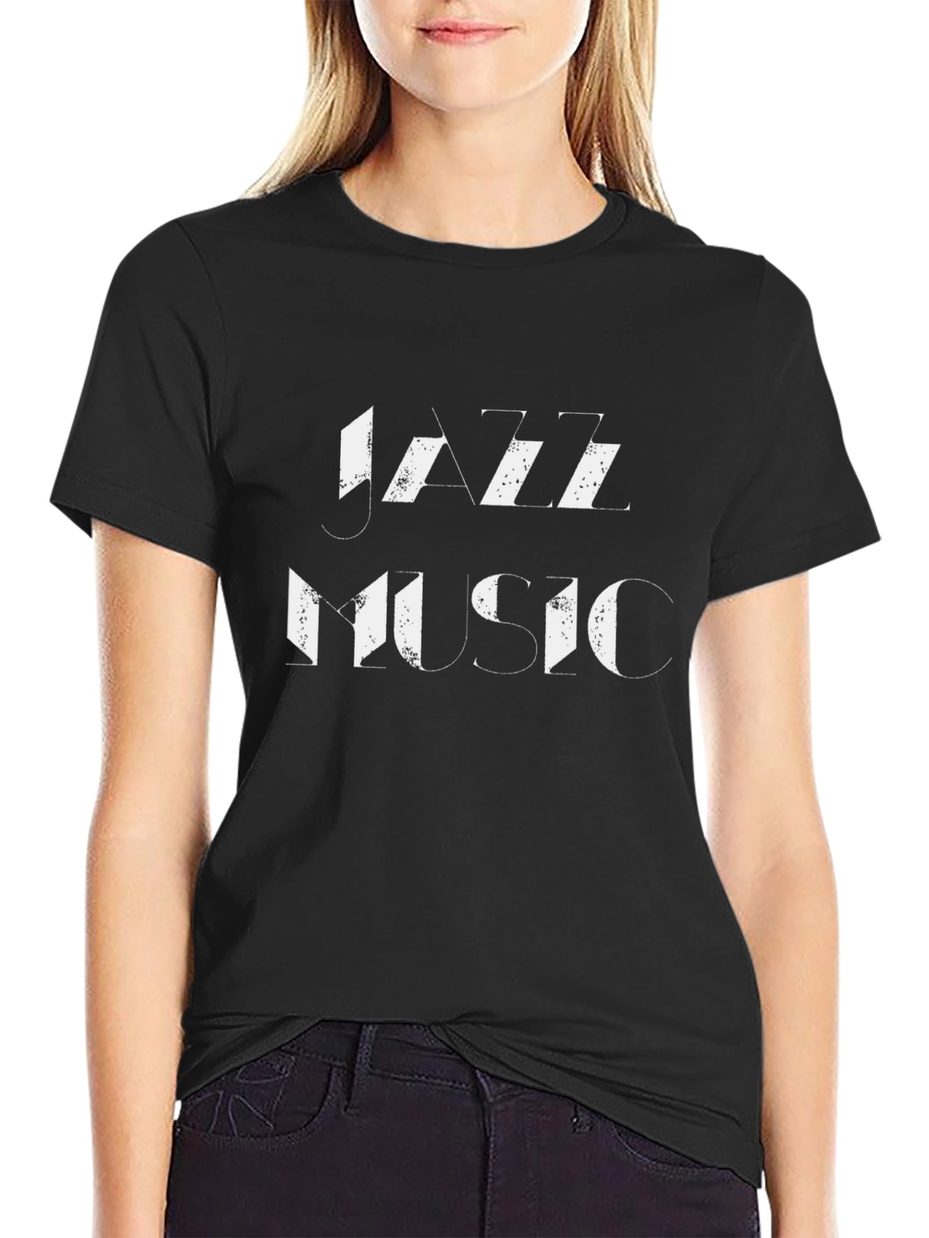 Jazz Music Graphic Print Black T-Shirt